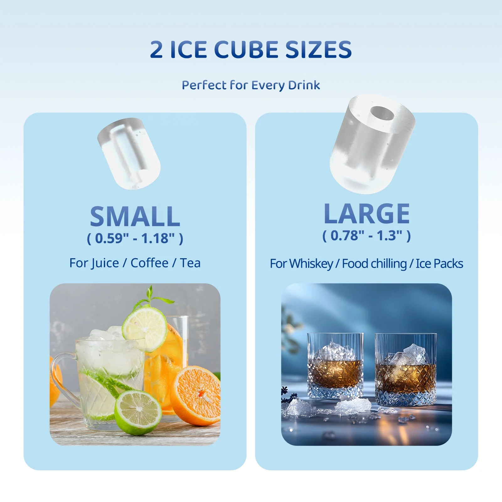 Countertop Ice Maker, 9 Bullet Ice Cubes in 6 Mins, 2 Ice Sizes, 26 lbs/24H with Removable Washable Ice Tray Scoop, with Self Cleaning Function for Home/Kitchen/Camping/Party Image 7