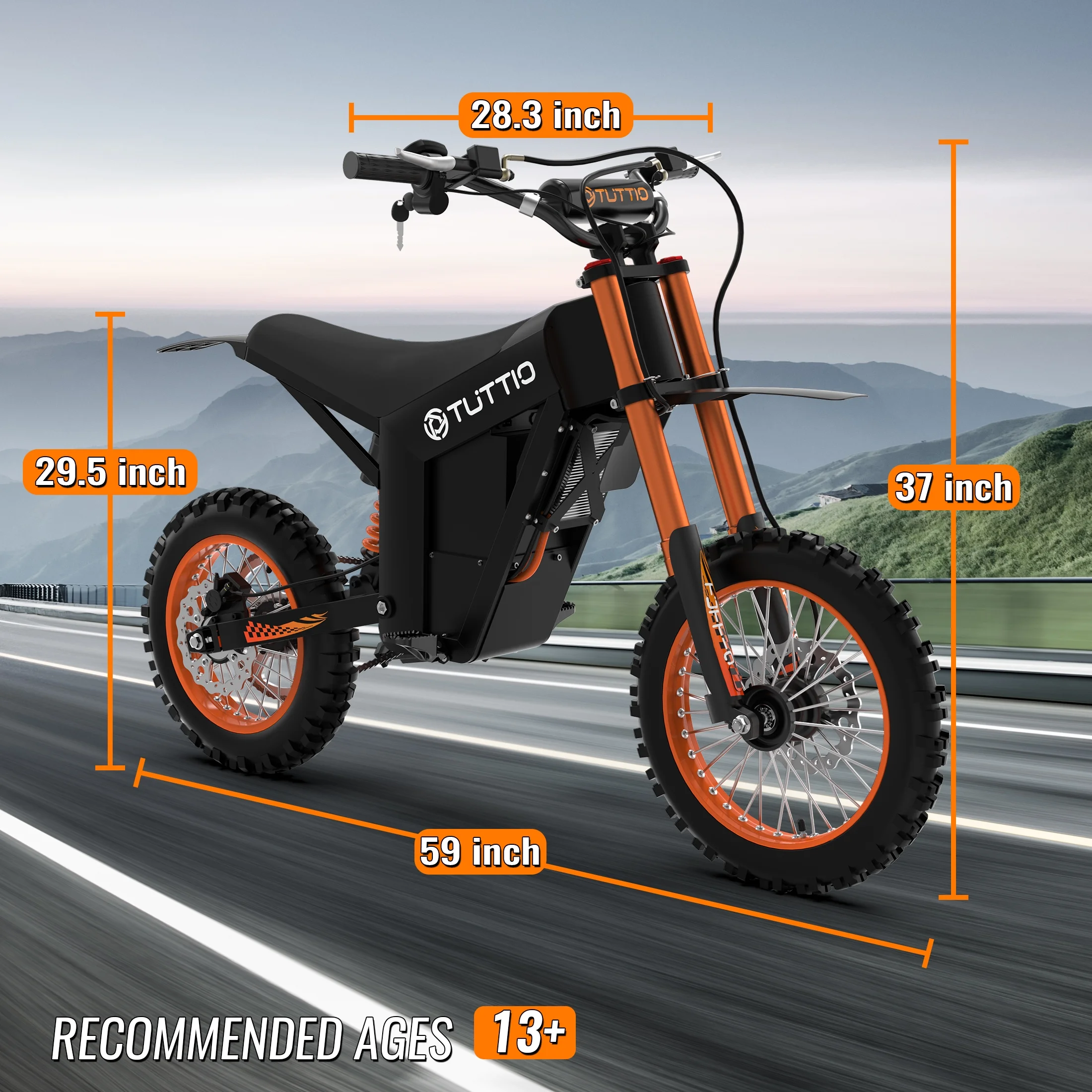 Soleil01 Adult Electric Dirt Bike (with Branded Helmet), 2000W, 48V 21Ah Battery, 37Mph Full Suspension Mountain E-Bike, 200Nm Torque All-Terrain Electric Motorcycle - Image 2
