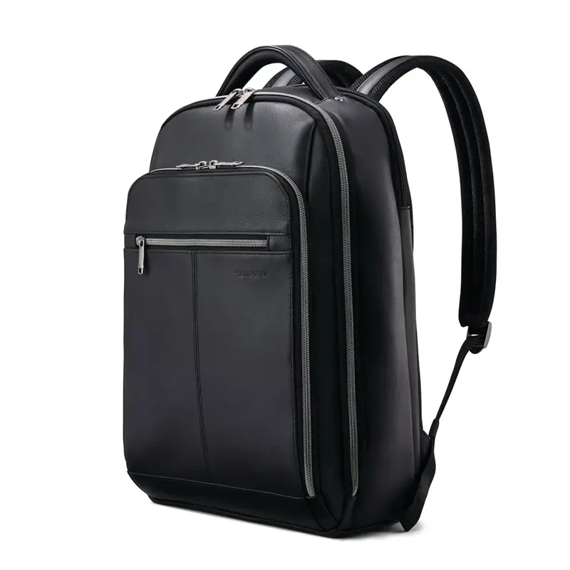 Black Classic Leather Backpack Business Bags | 8042-RAVPY - SAMSONITE OUTLET