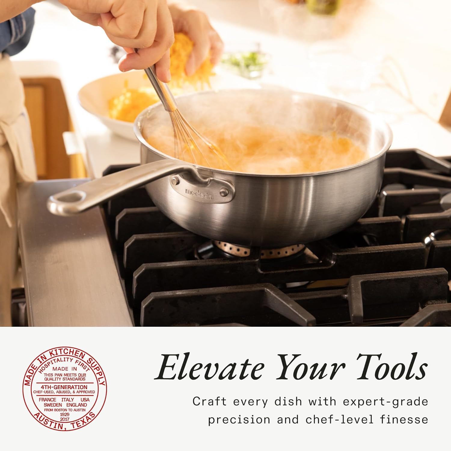 Made In Cookware | 6 Piece Stainless Saucepan Set | 5 Ply Clad | Includes Stainless Steel Saucepans and Saucier with Lid | Professional Cookware | Crafted in Italy