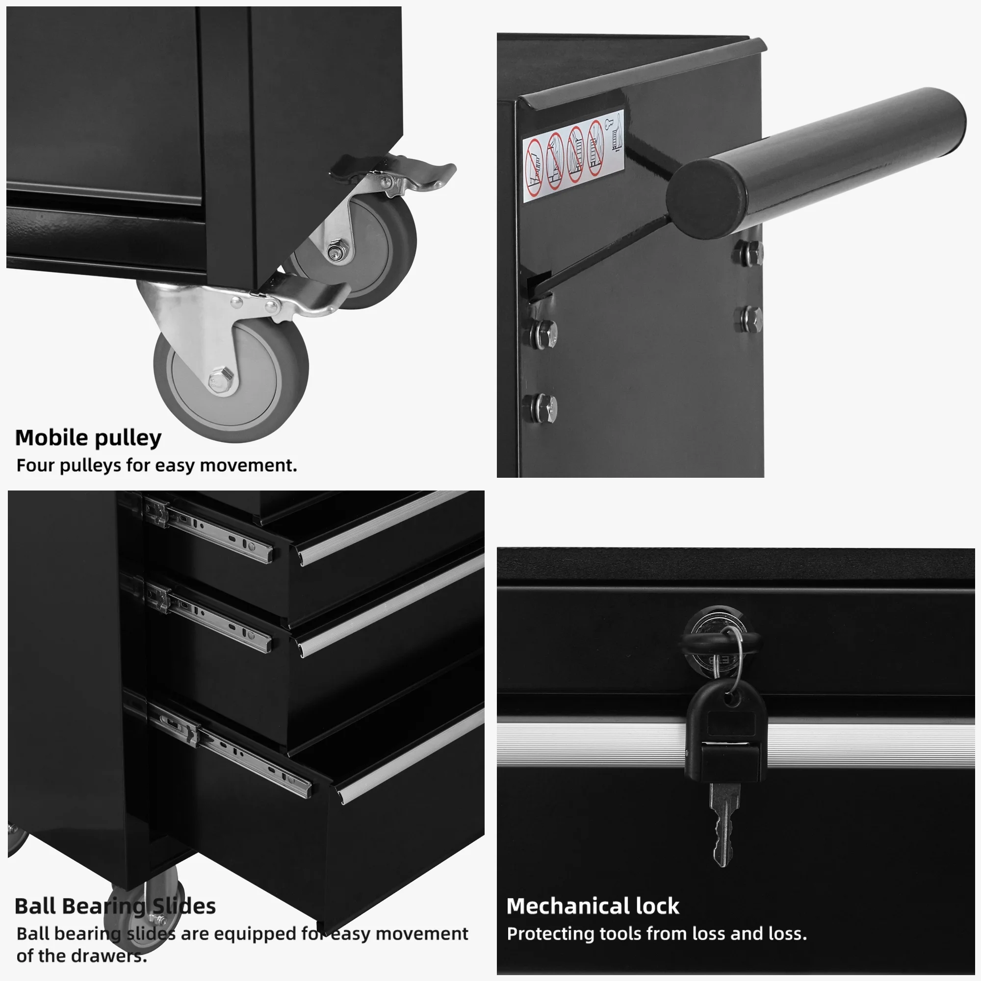 6 - Drawer Rolling Tool Chest Cabinet, Large Capacity Metal Tool Box with Wheels