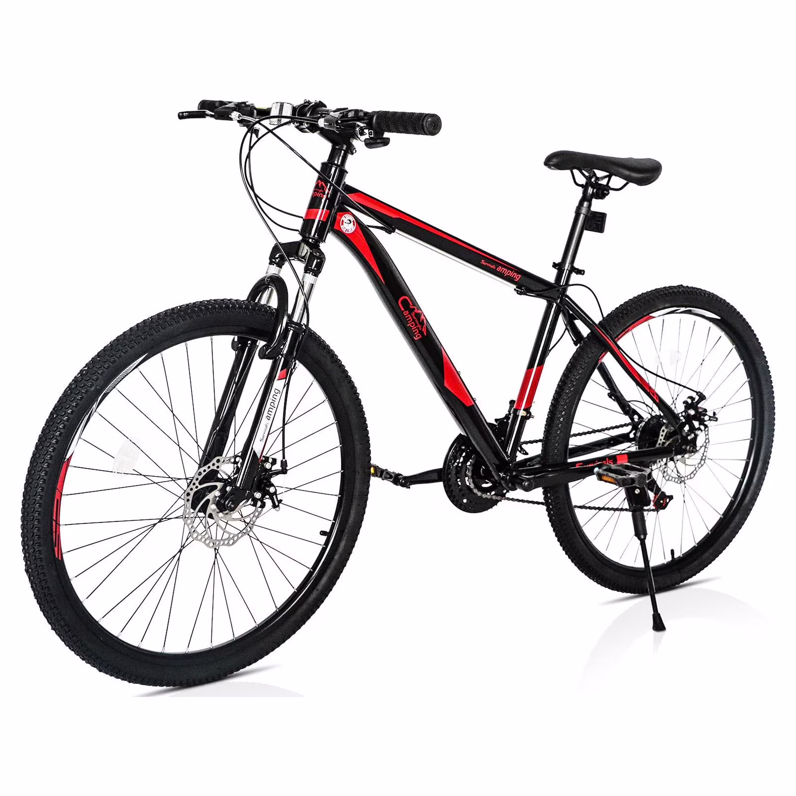 Campingsurvivals 21 Speed Mountain Bikes, with 26 inch Wheels and Dual Disc Brakes, Red/Black
