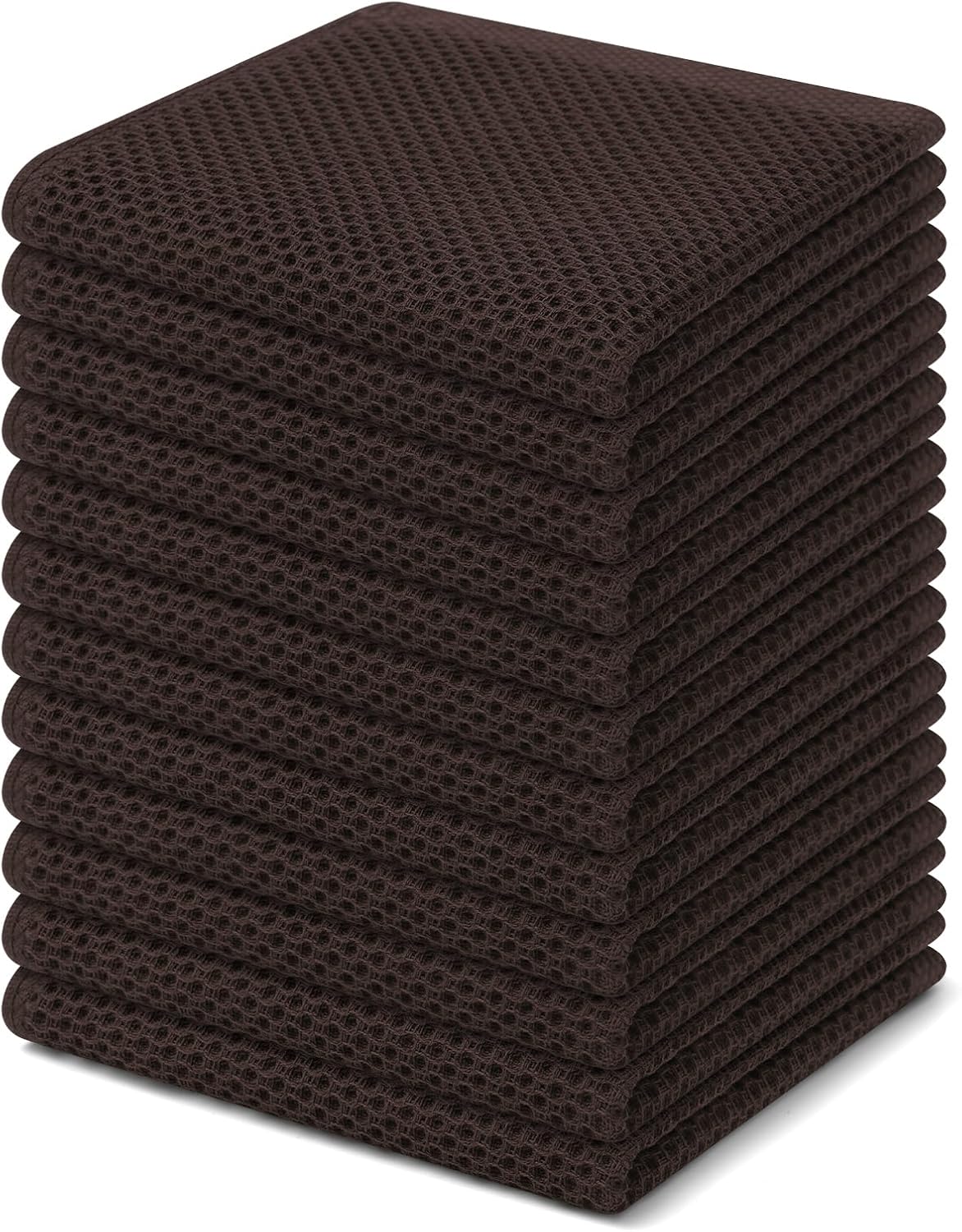 Homaxy 100% Cotton Waffle Weave Kitchen Dish Cloths 6-Pack, Dark Grey