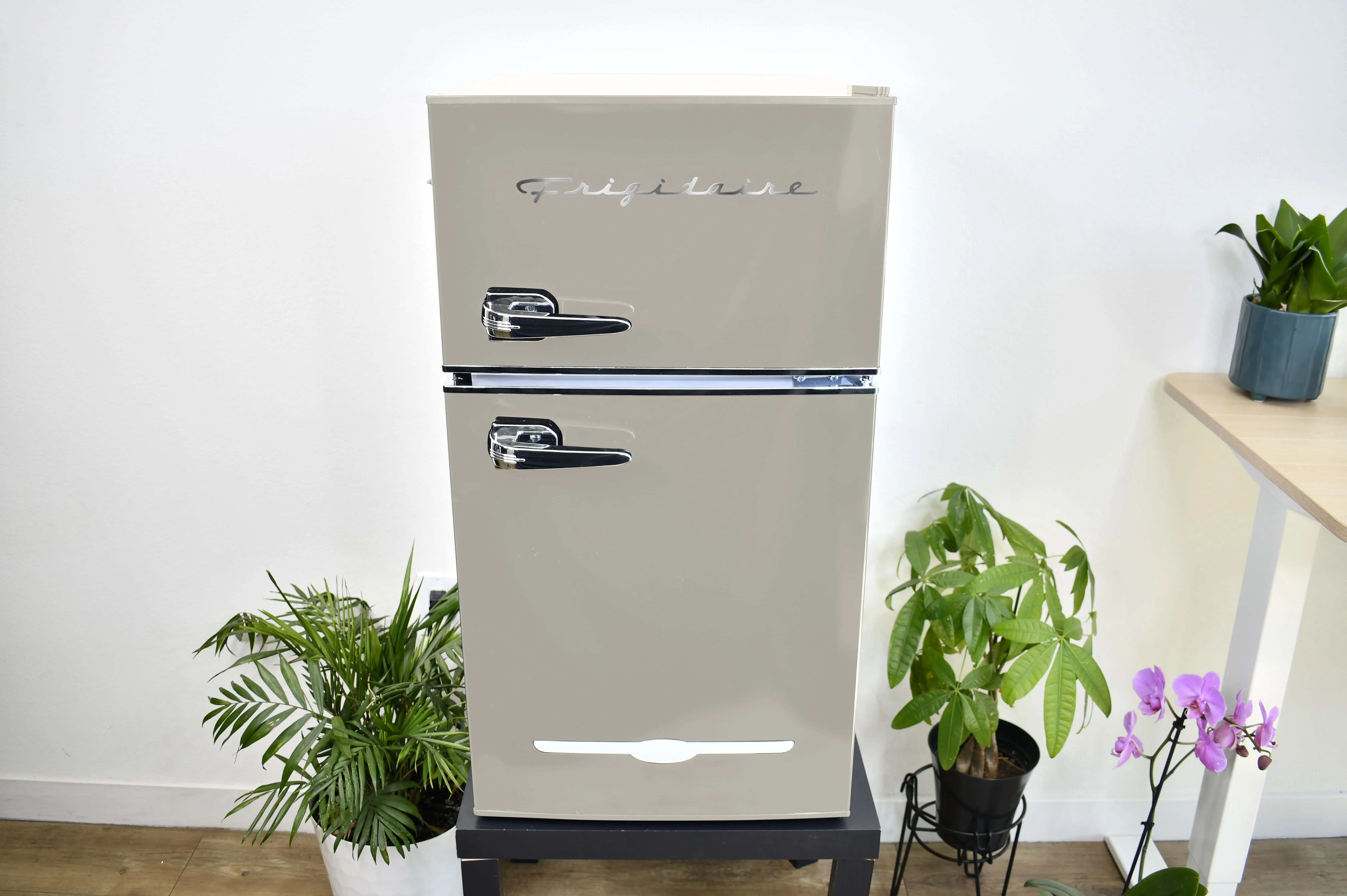 3.1 Cu. Ft. 2 Door Retro Compact Refrigerator, Built-In Side Bottle Opener, Cream - Image 3