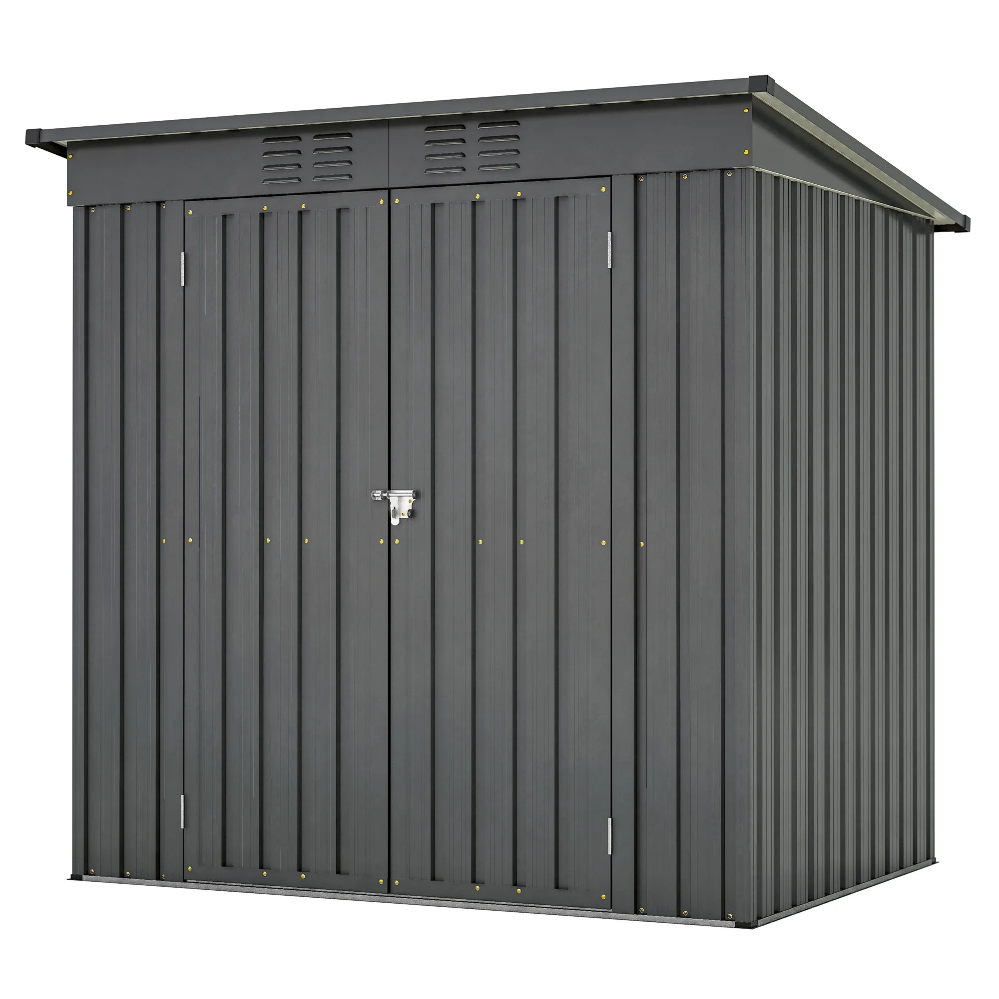 6 x 4 ft Outdoor Storage Shed with Floor Frame, Storage Sheds for Outside with Lockable Door, All Weather Garden Tool Shed with Air Vent for House Backyard Patio Lawn, Black(Black) - Image 10