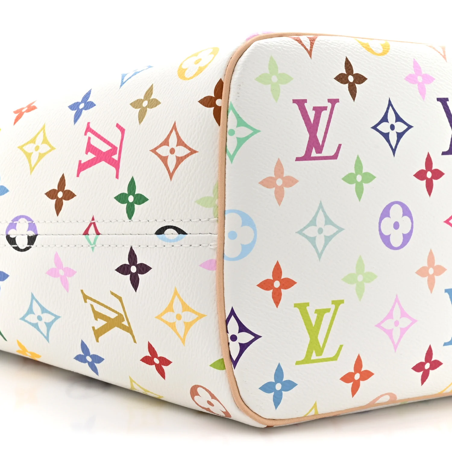 LV x TM Monogram Multicolor Neverfull MM White