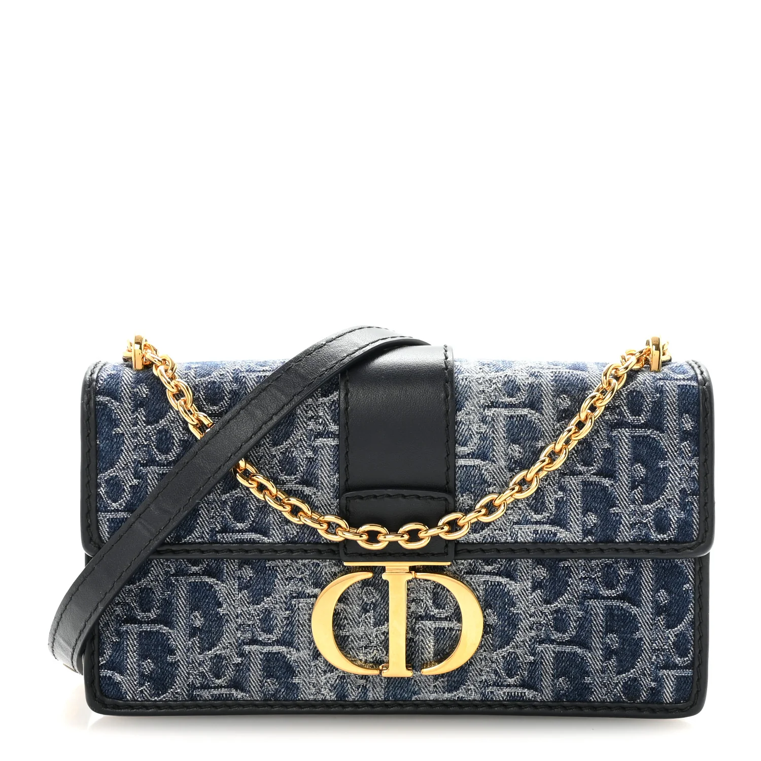 Denim Oblique 30 Montaigne East West Chain Flap Bag