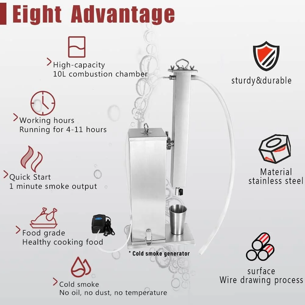 Cold Smoke Generator 10 Hour Extra Long Smoke Portable Electric BBQ Smoke Generator Outdoor Smoker Accessories For Meat Vegetables Electric Smoke Maker - Image 6