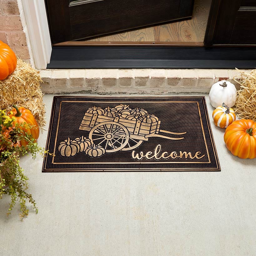 Welcome Garden Wagon Rubber Doormat or Set of 2 Rubber Stair Treads