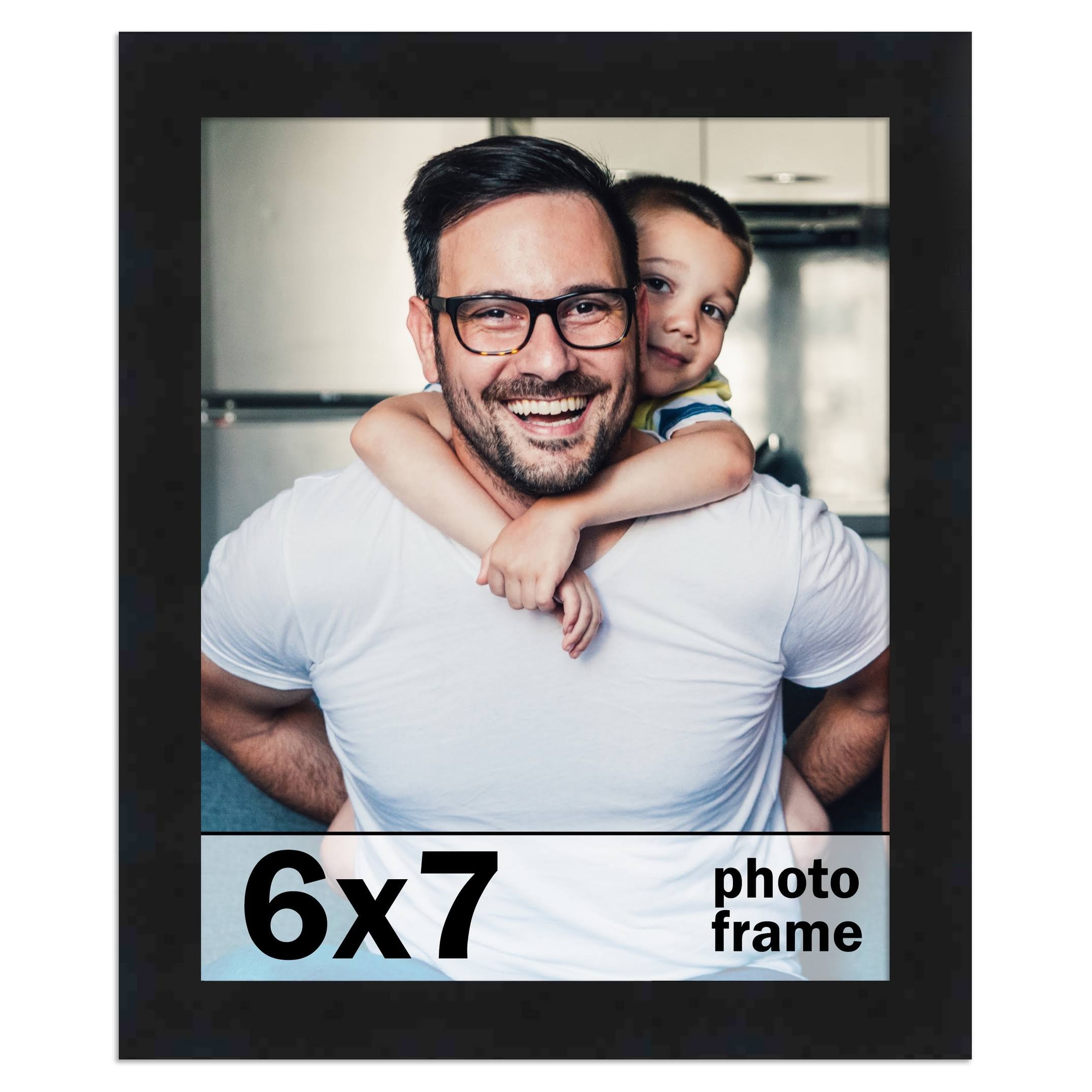 6x7 Black Wood Picture Frame - With Acrylic Front and Foam Board Backing, Matte Black (Solid Wood)