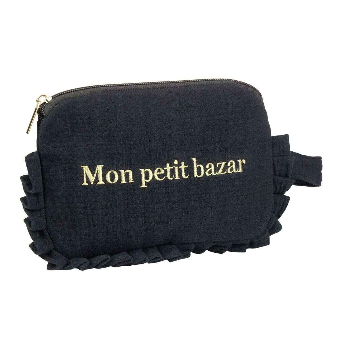 Trousse de toilette gaze de coton à volant 21x12xH13cm (3 modèles)