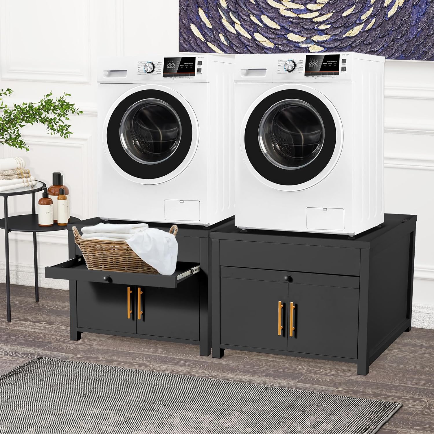 AECOJOY Laundry Pedestal, 700 LBS Capacity Washer Dryer Pedestal, 29″L*29″W*23″ H Washer and Dryer Stand (Black)