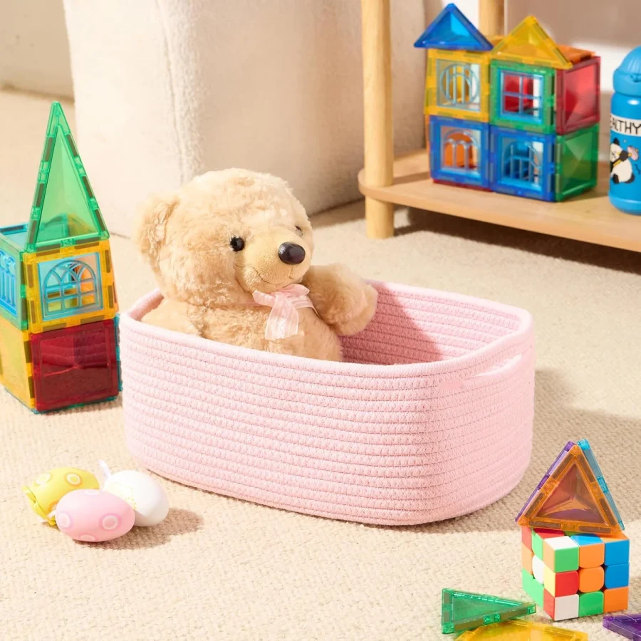 Allways Plaza Small Storage Baskets For Organizing Closet Organizer Bins Shelf Toy Basket Woven Rope Baskets Cube Decorative Box Shallow Basket
