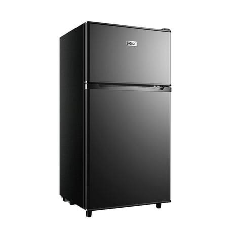 Wanai 3.5 Cu ft Two Door Mini Fridge with Freezer, Black