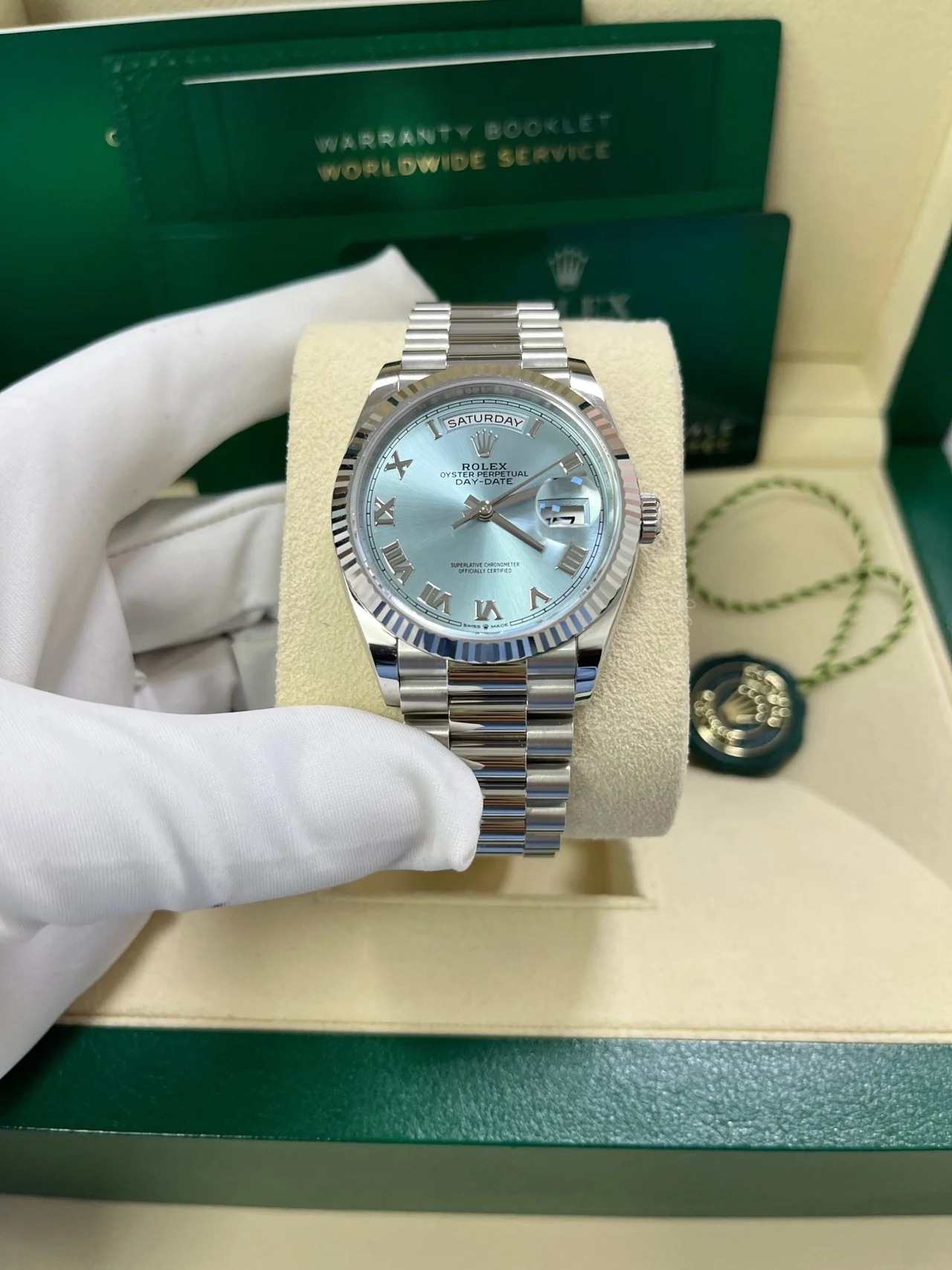 [Super Clone]RLX  Day-Date 36mm Oyster Perpetual 128236-0008 Ice Blue Roman Dial【Super Clone】