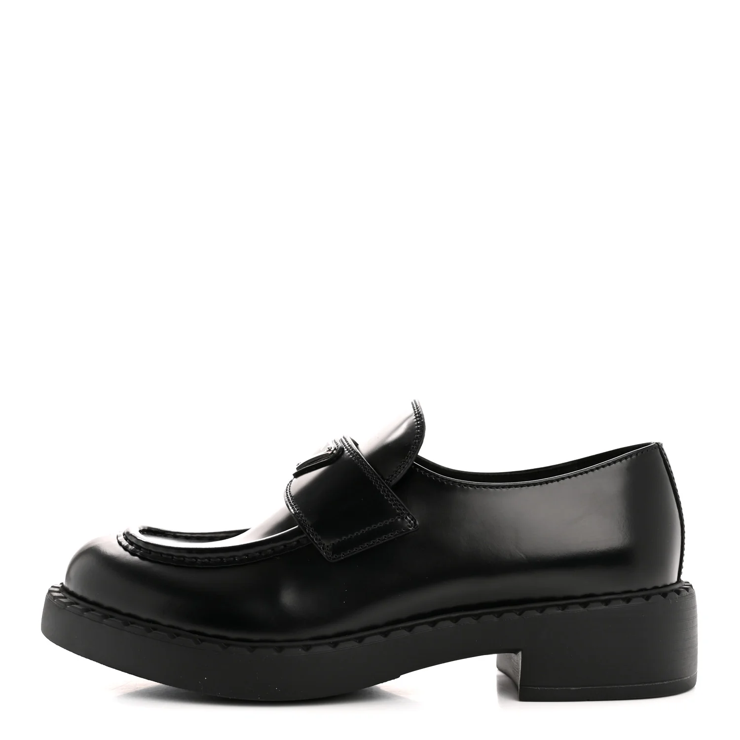 Spazzolato Metal Triangle Logo 50mm Loafers 40.5 Black