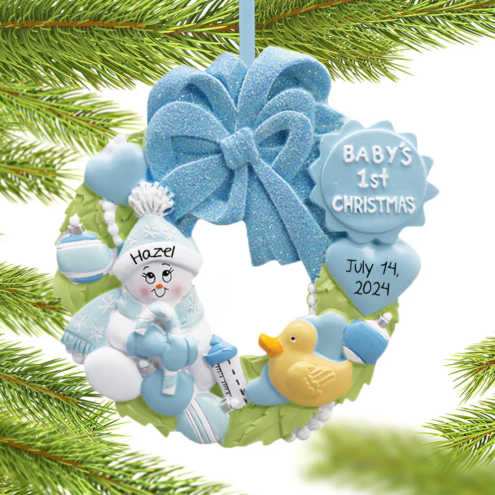 Baby Wreath Boy or Girl For Baby's First Personalized Ornament