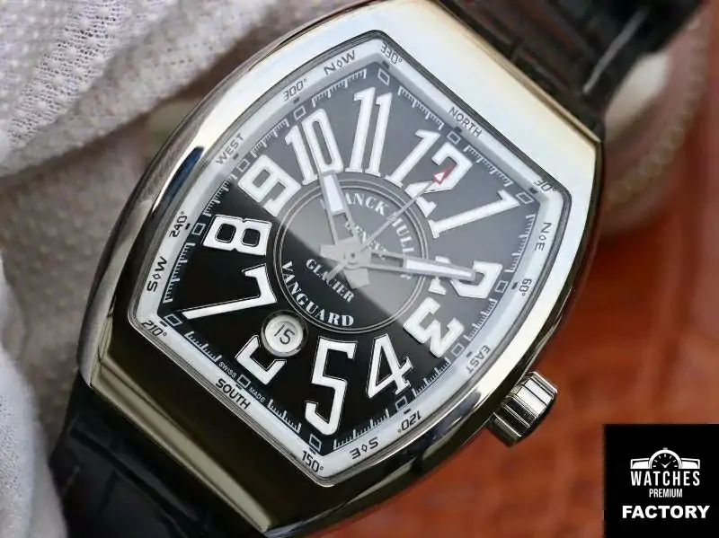 Franck Muller Vanguard V45-04 Black Leather Strap Black Dial