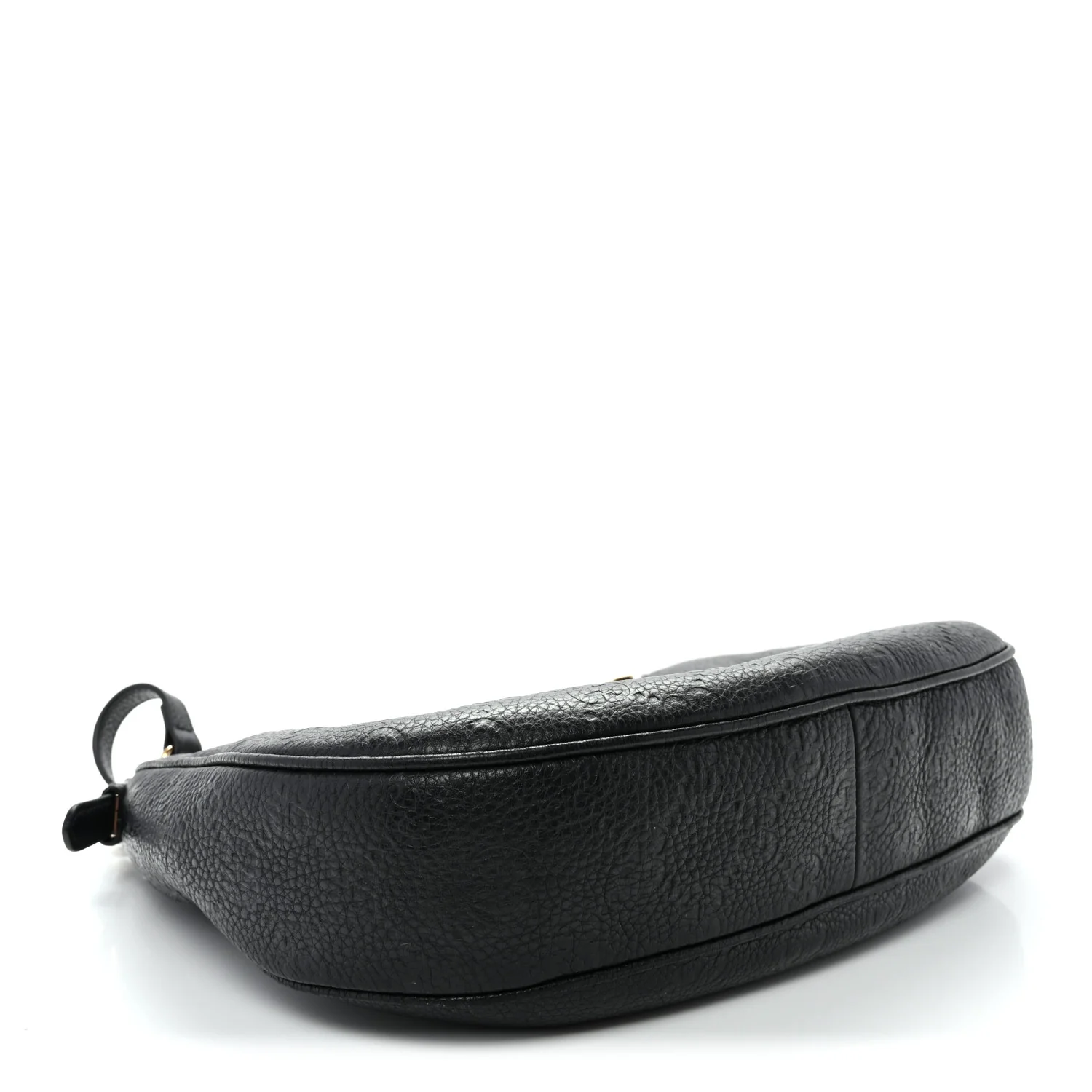 GG Grainy Calfskin Emblem Large Half Moon Shoulder Bag Black
