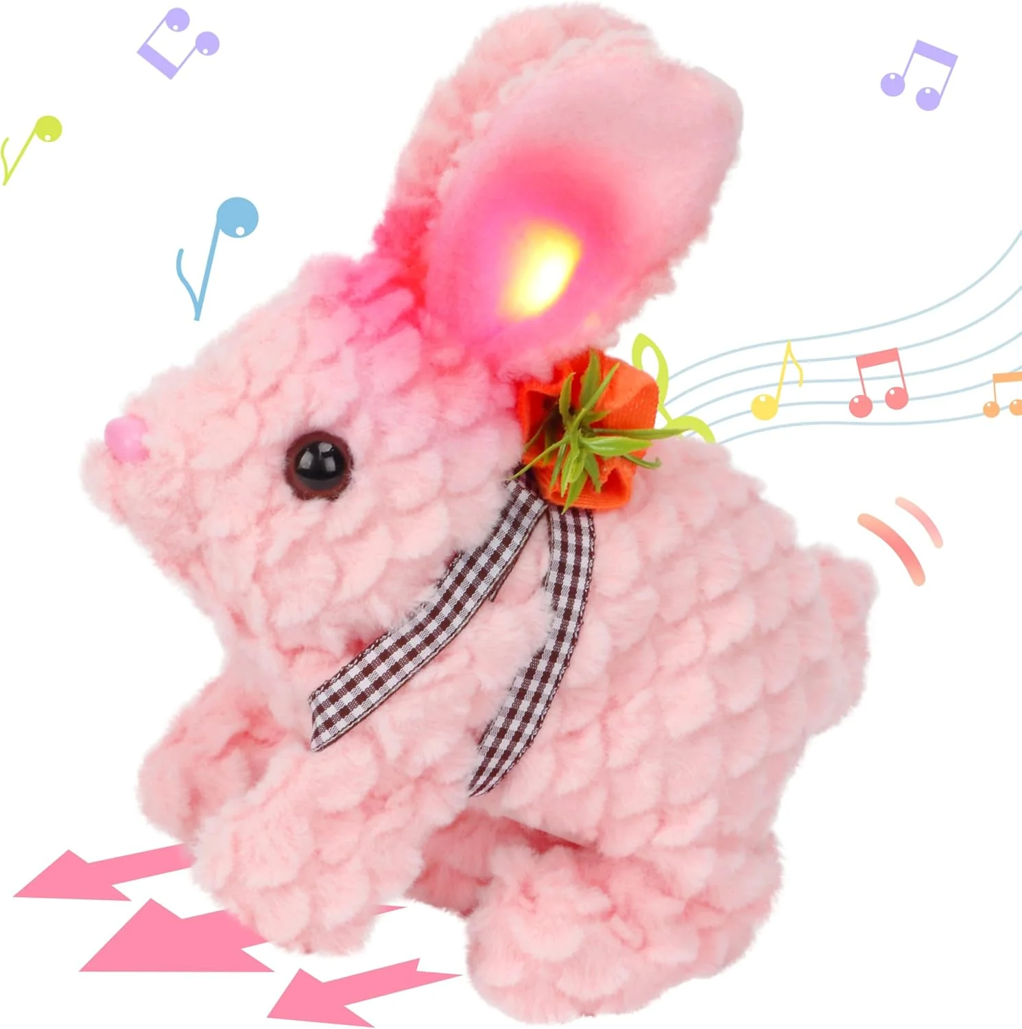 Interactive Hopping Rabbit Electronic Plush Bunny Toy with Sounds and Movements, 7'' Brown