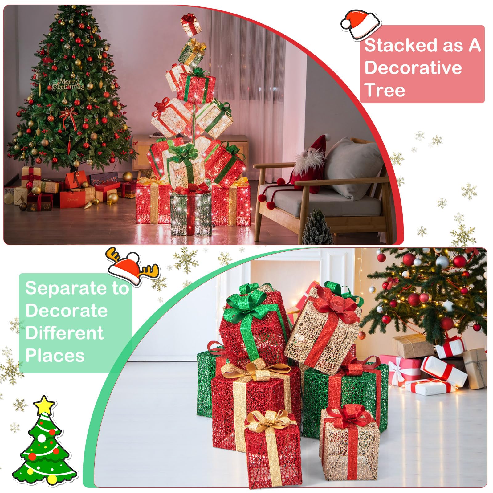 Tangkula 5.6 FT Christmas Lighted Gift Box Tower