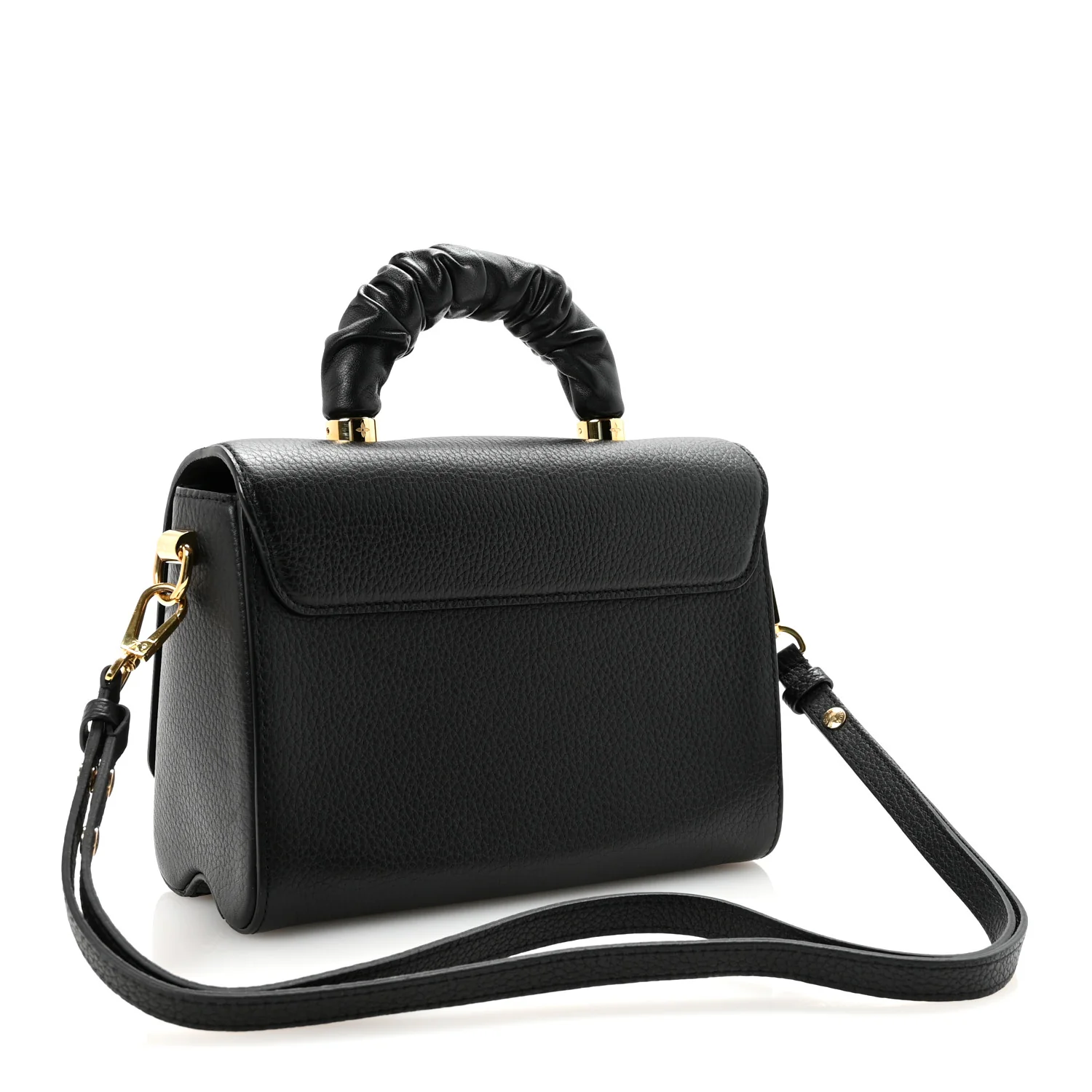 Taurillon Smooth Calfskin Scrunchie Twist One Handle MM Black