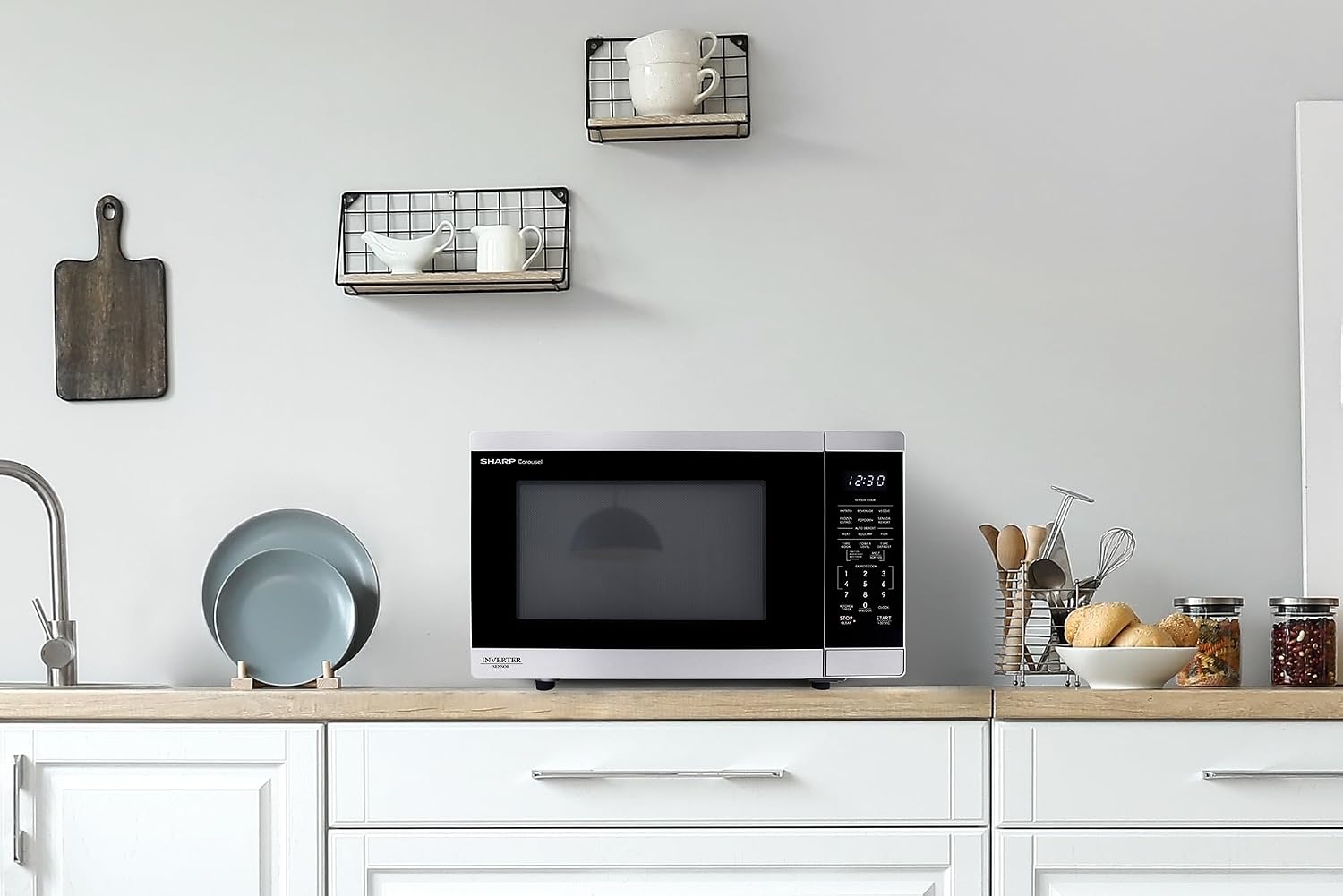Sharp SMC1464KS 1.4 cu1100W Stainless Steel Countertop Microwave Oven