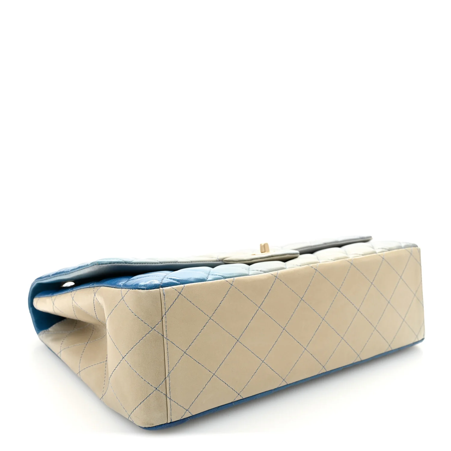 Lambskin Degrade Quilted Maxi Single Flap Light Blue