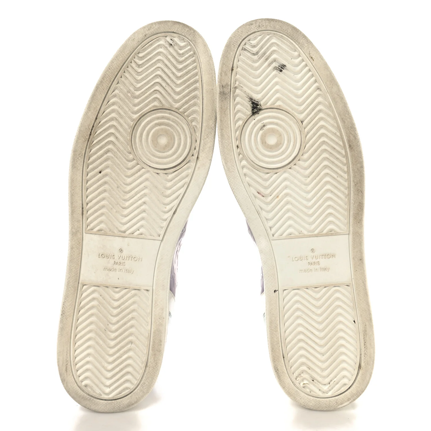 Calfskin Suede Monogram Mens Rivoli High Top Sneakers 10 White Multicolor