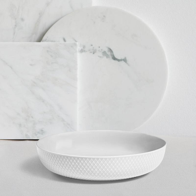 Rhombe serveringsskål 28 cm hvit