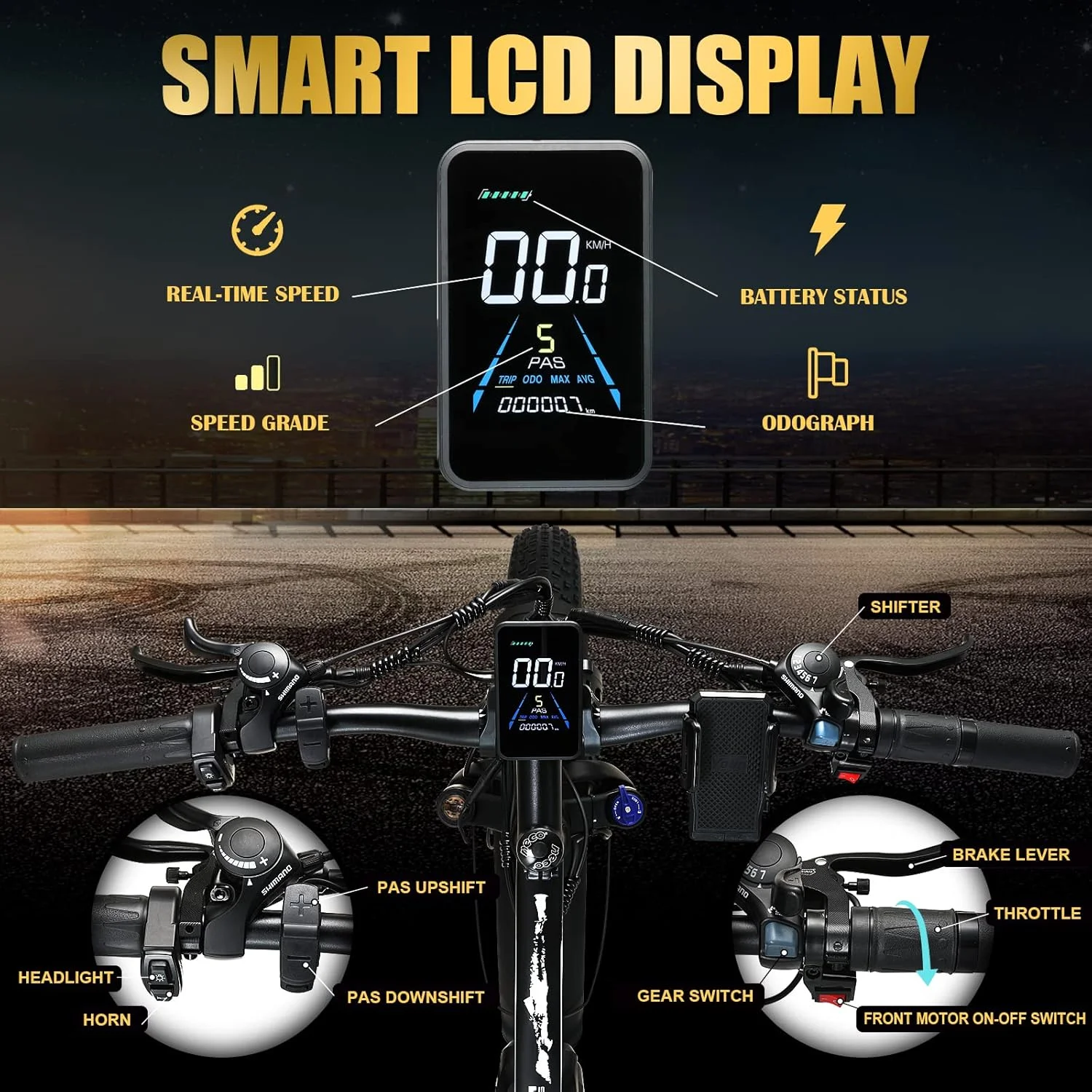 Electric Bike for Adults, Peak 4000W Dual Motor Ebike��26" Fat Tire Electric Mountain bike, 48V 23AH Removable Battery UL 2849.(Blue) - Image 8