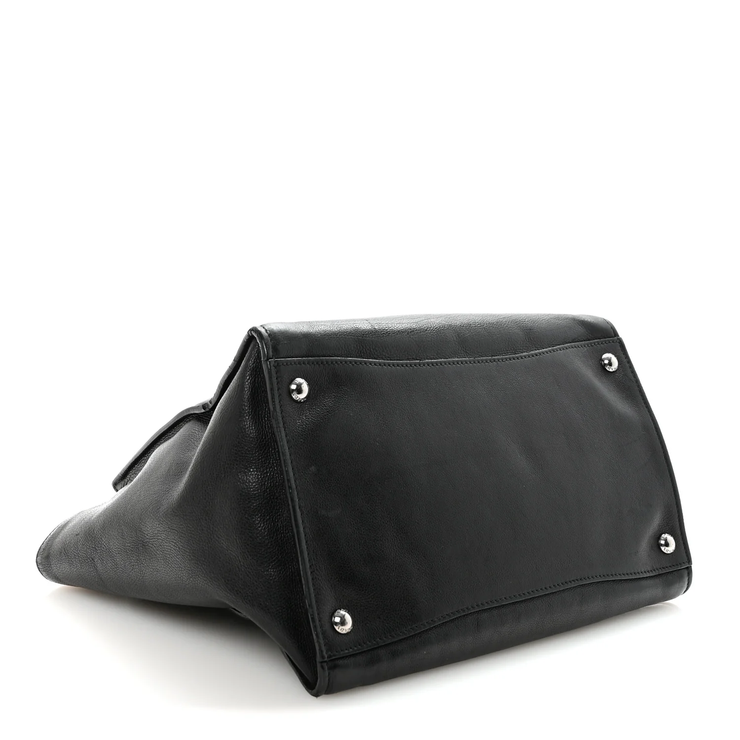 Glace Calf Twin Pocket Tote Black