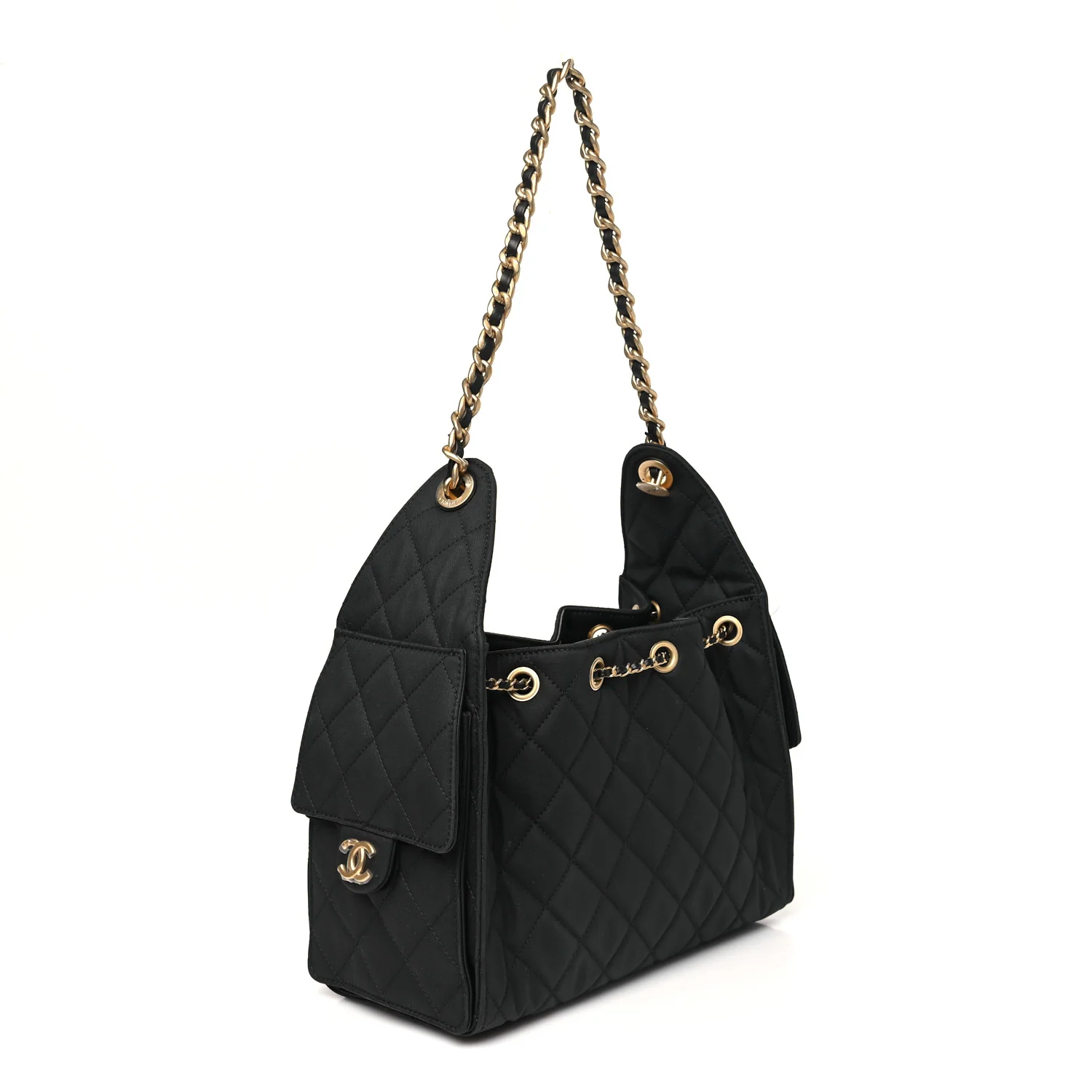 Canvas Quilted Small Chanel 25 Handbag Black