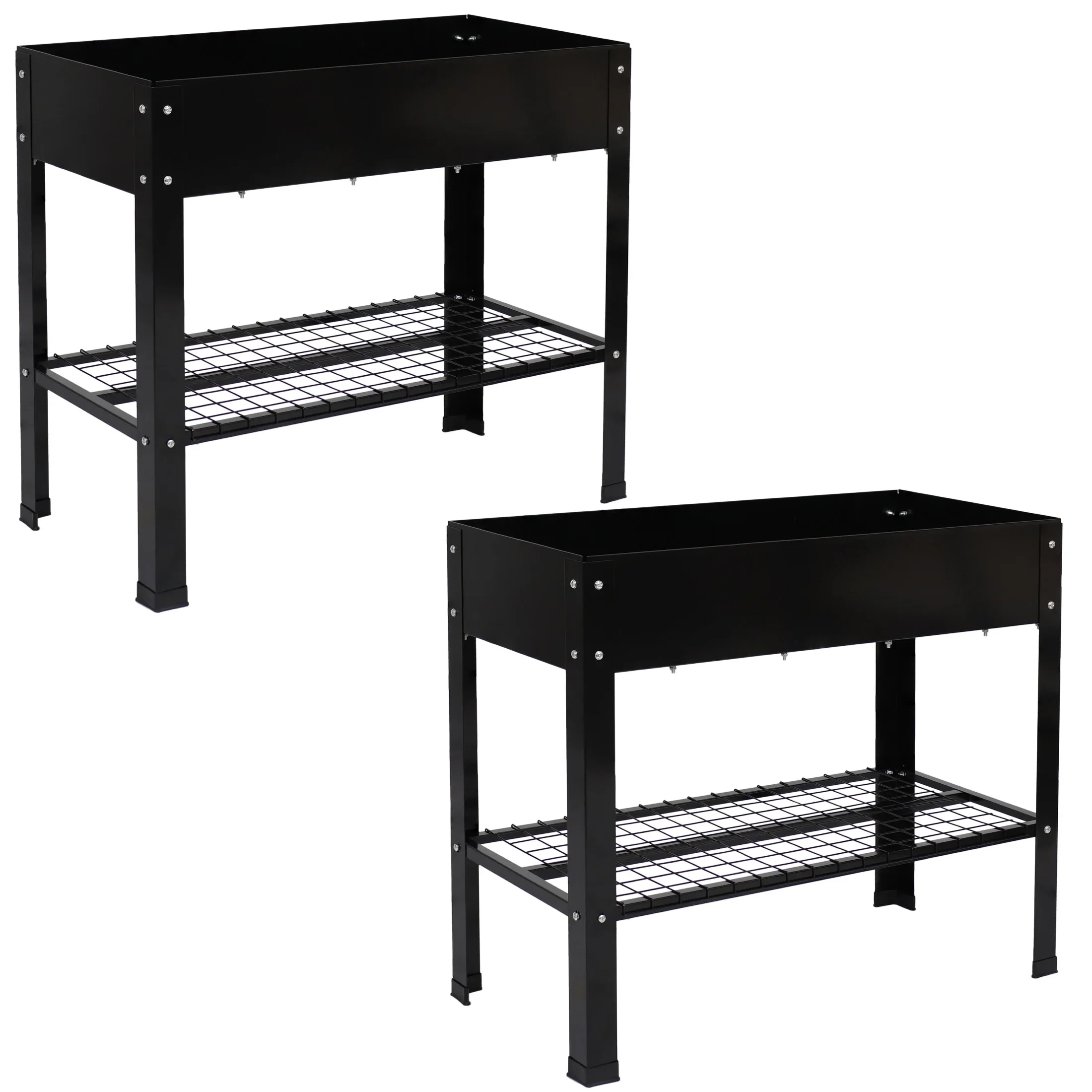 Sunnydaze 35.75 x 16 x 31.75 Black Galvanized Steel Raised Garden Bed, Set of 2