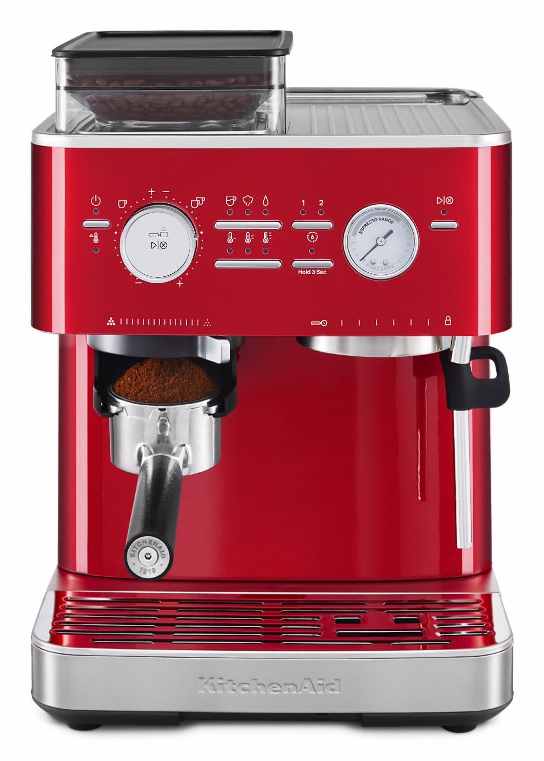 Semi Automatic Espresso Machine with Burr Grinder, KES6551(Candy Apple Red)