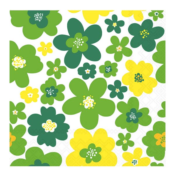 Serviett 33x33 cm 20 stk Flower Power grønn