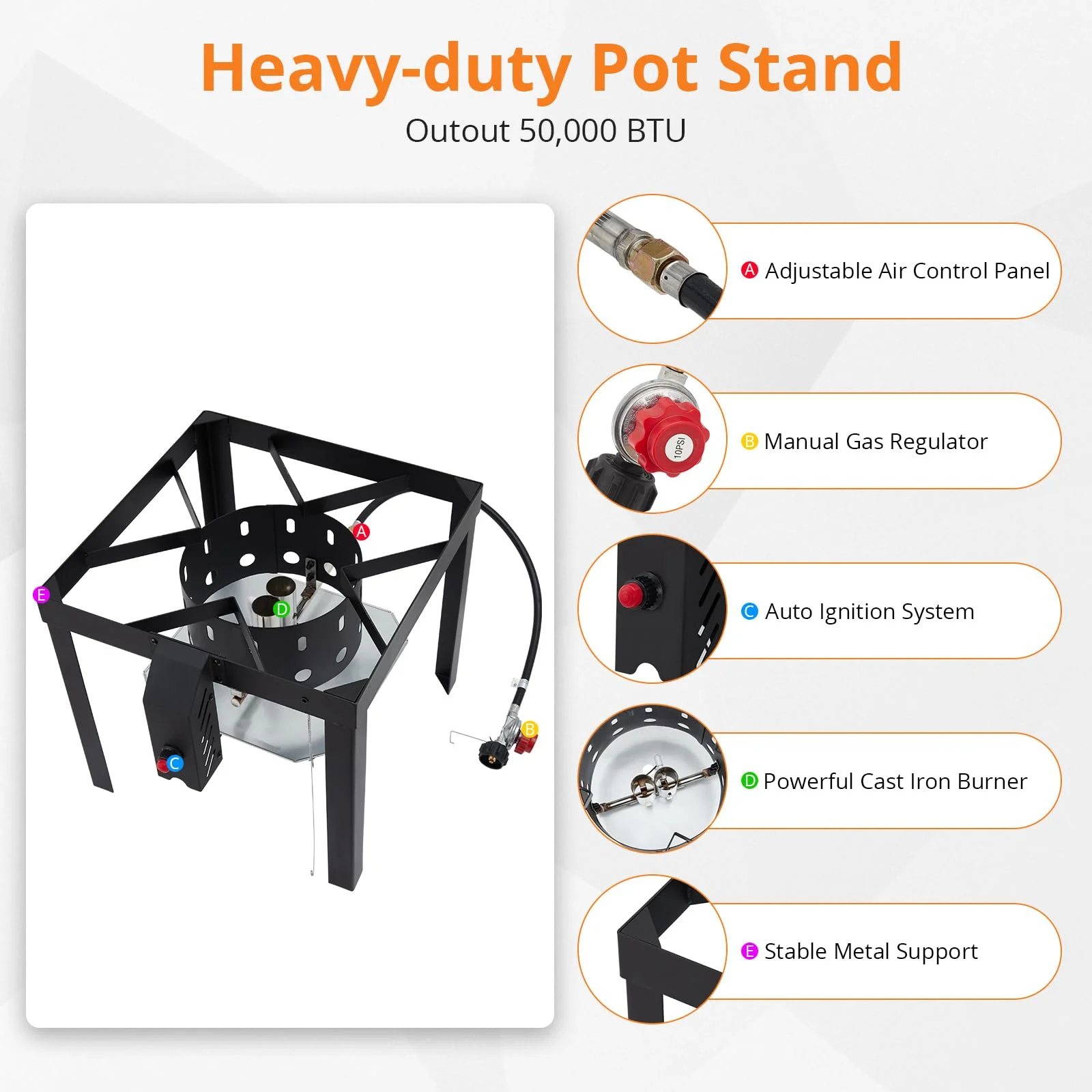 100 Qt Seafood Boil Pot,Aluminum Crawfish Boiler w/Steam/Boil Basket Strainer,110000 BTU Propane Stove Burner with Lifting Hook,10 PSI Regulator,Outdoor Cooking Shrimp Crab Boiler Seafood Boiler(Silver) - Image 3