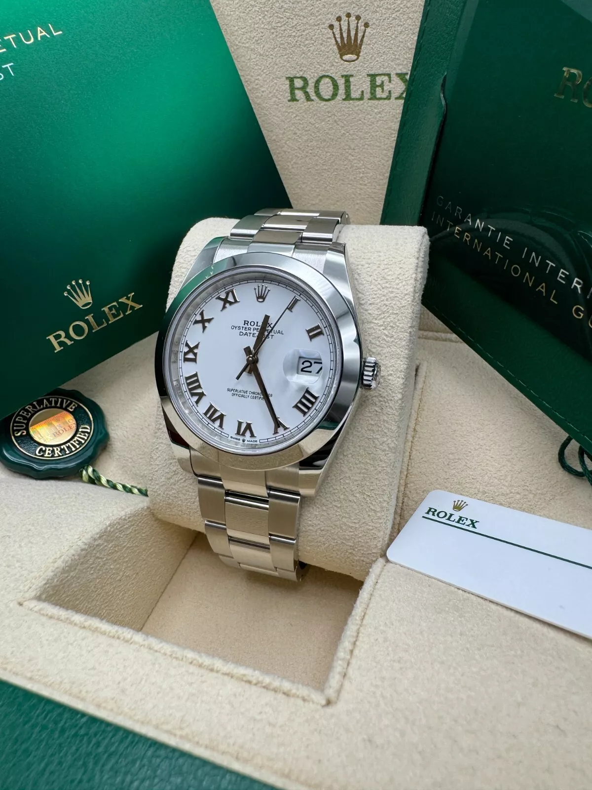 [Super Clone]RLX  Datejust 41mm Smooth Bezel White Roman Oyster - 126300-0015