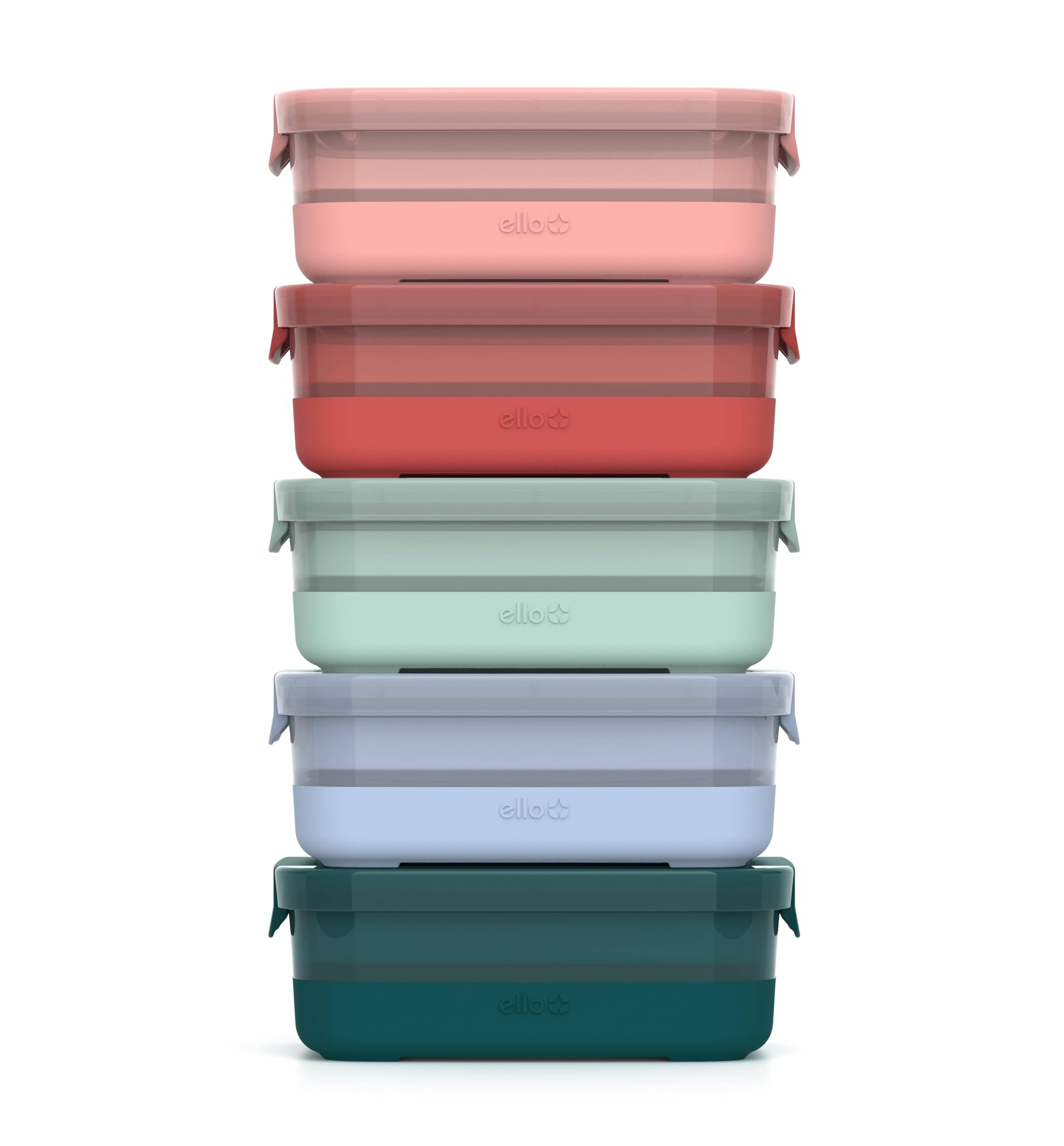 Plastic Food Storage Containers with Soft Base, Set of 5 - Melon