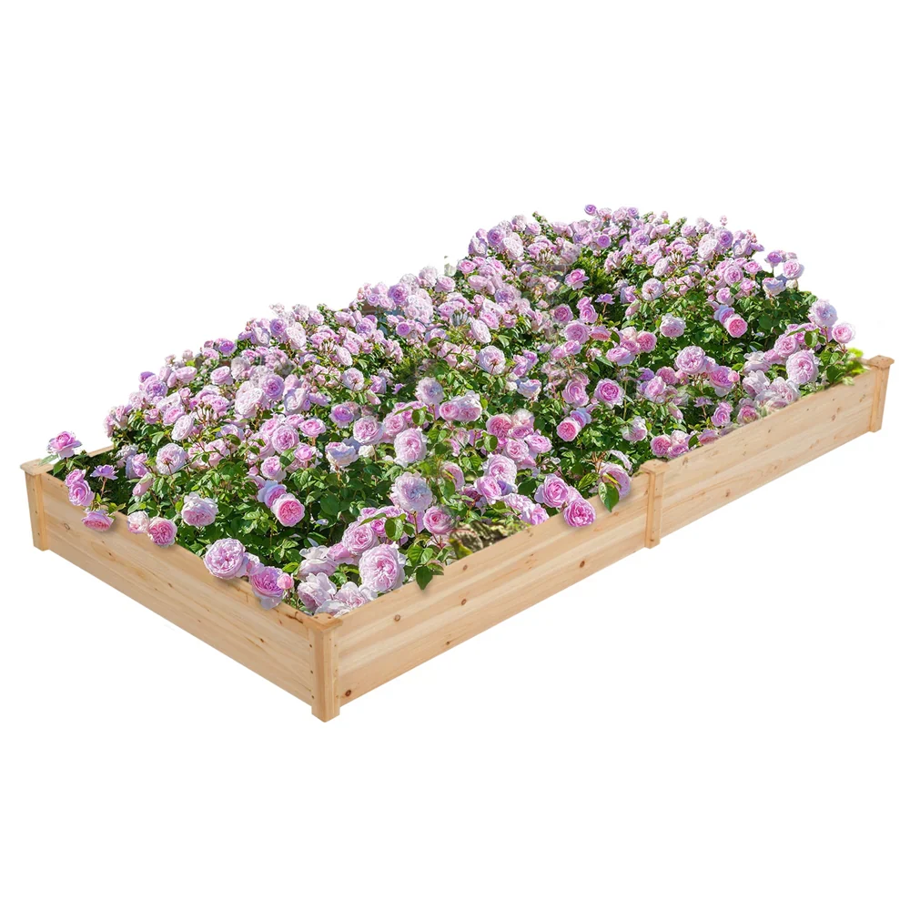 Yaheetech Wooden Raised Garden Bed, Natural Wood