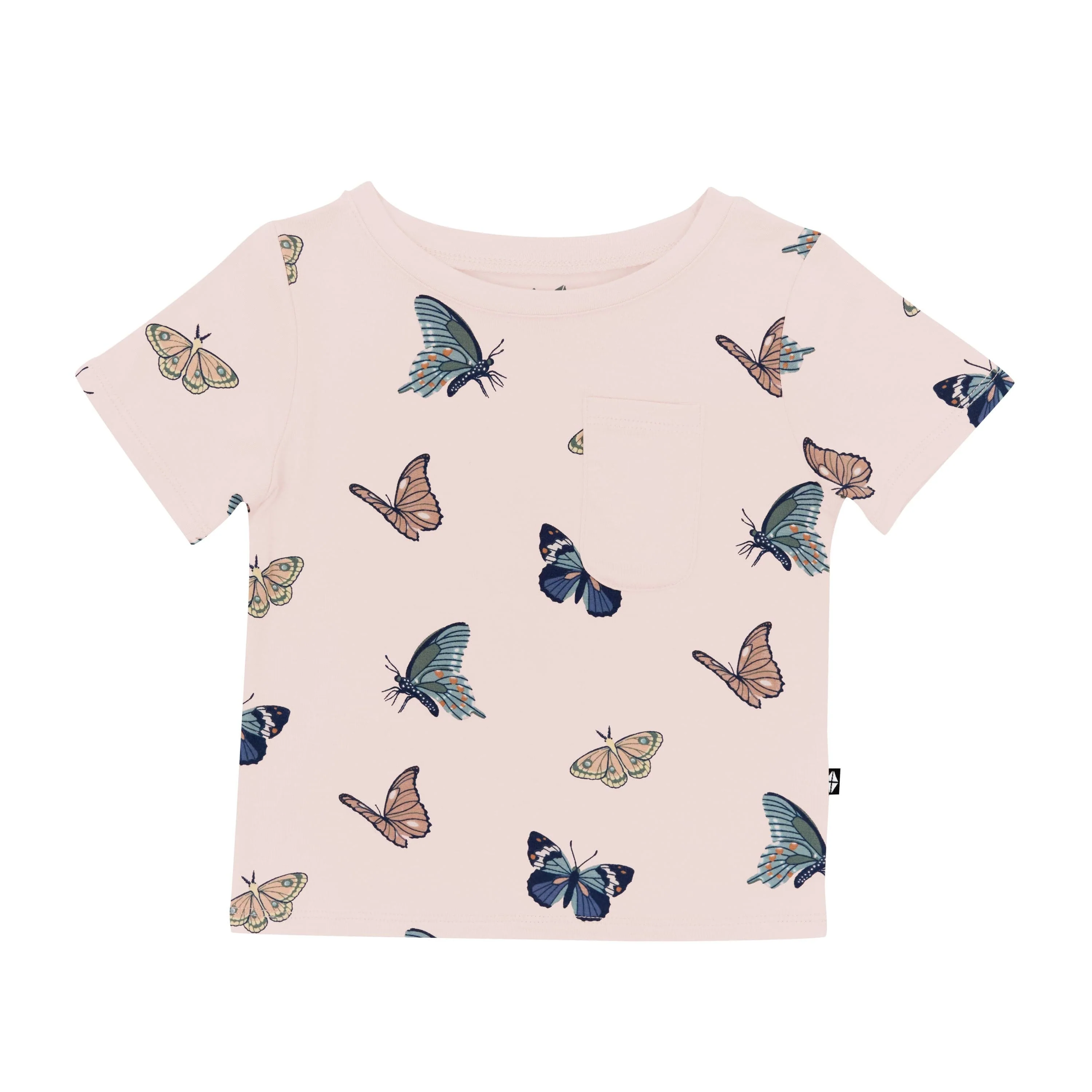 Toddler Crew Neck Tee in Blush Butterfly