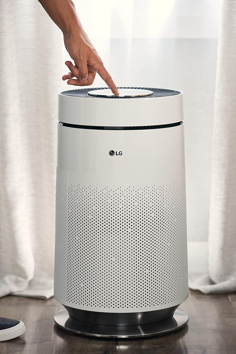 LG PuriCare 360-Degree Single Air Purifier with Clean Booster, ThinQ Wi-Fi and Voice Control (AS330DWR0), 310 sq. ft, White
