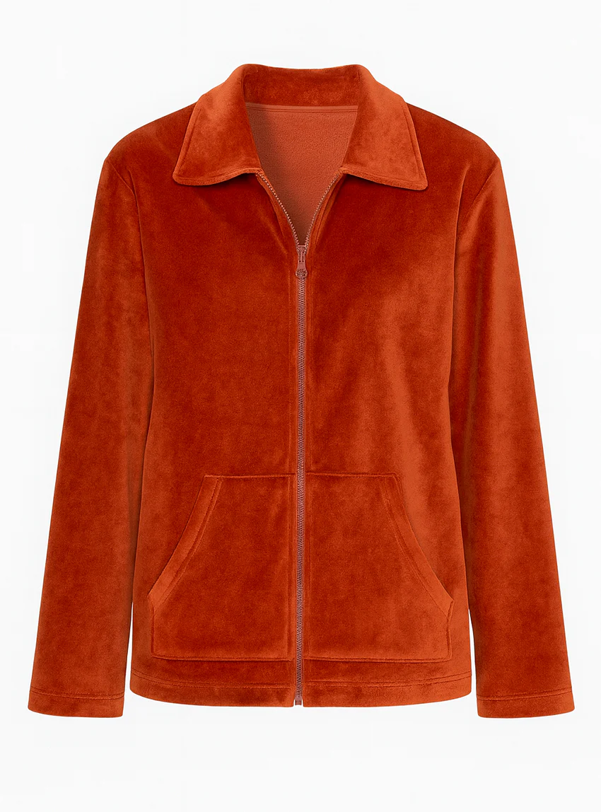 Veste femme en velours coton orange ocre