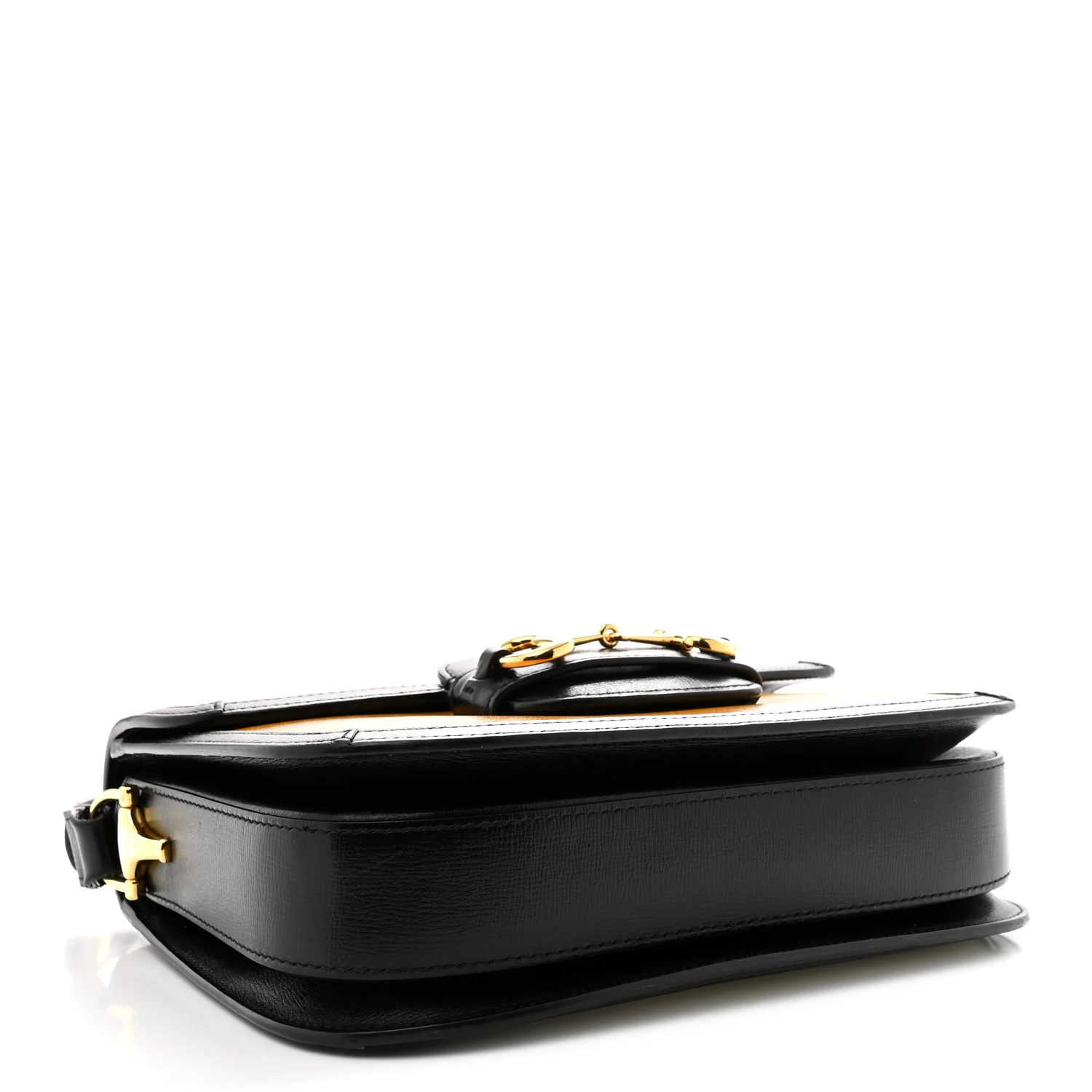 Azalea Calfskin Tri-Color Horsebit 1955 Shoulder Bag Mystic White Sun Oil Black