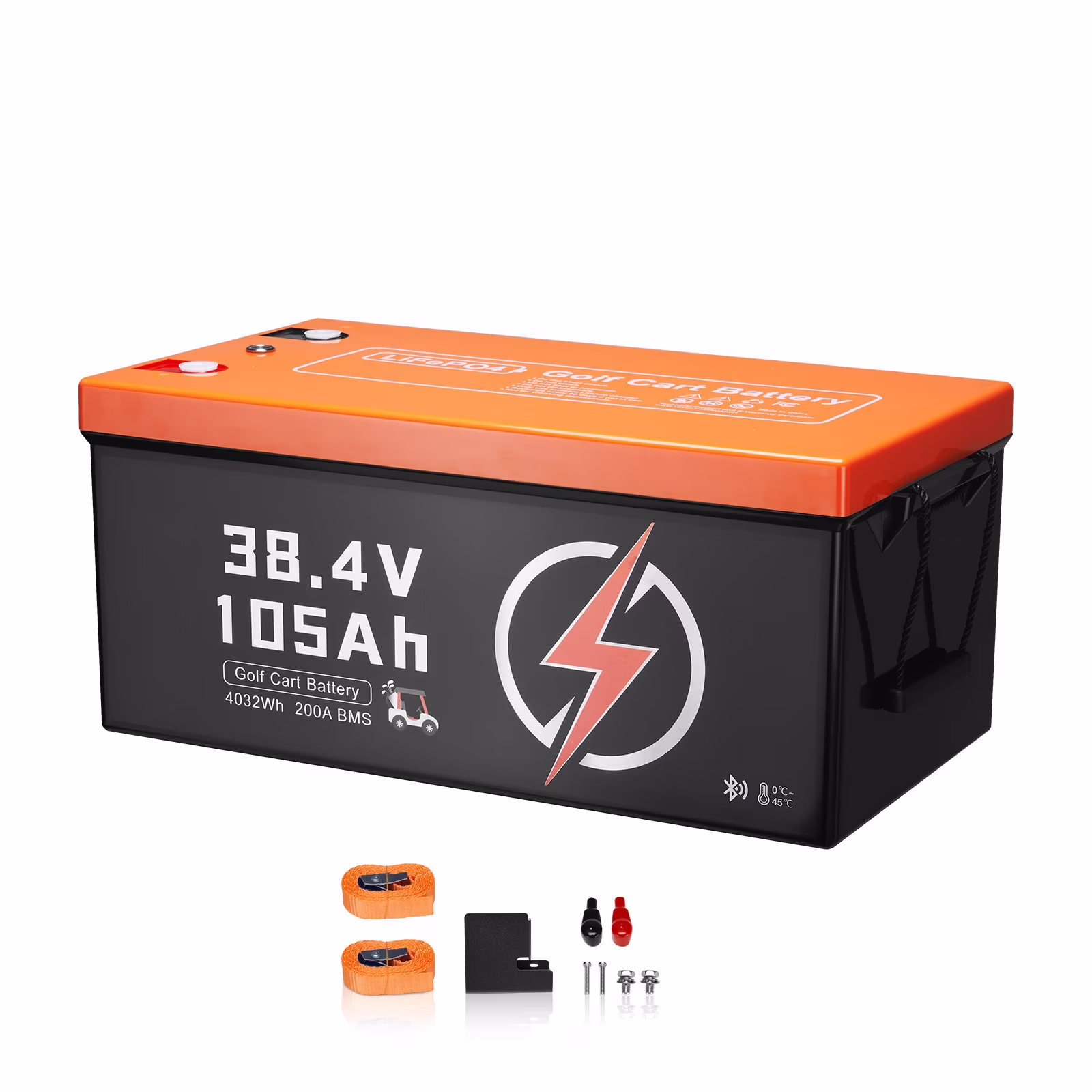 36V 105Ah Lithium Battery for Golf Cart, 36 Volt Golf Cart Battery equipped with 200A BMS, LCD Display and Mobile APP, LiFePO4 Battery offering 600A Maximum Current