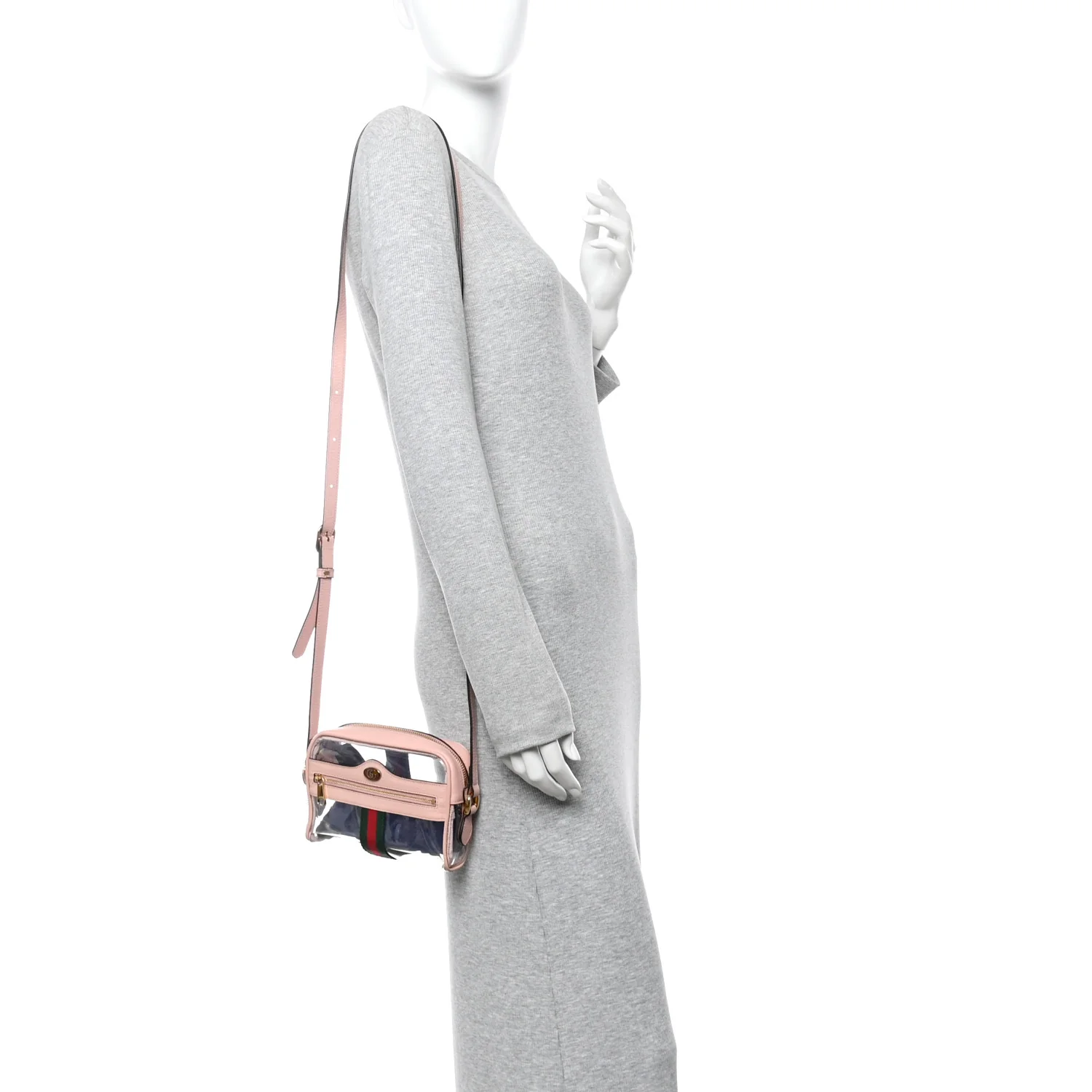 Vinyl Web Mini Ophidia Transparent Shoulder Bag Perfect Pink
