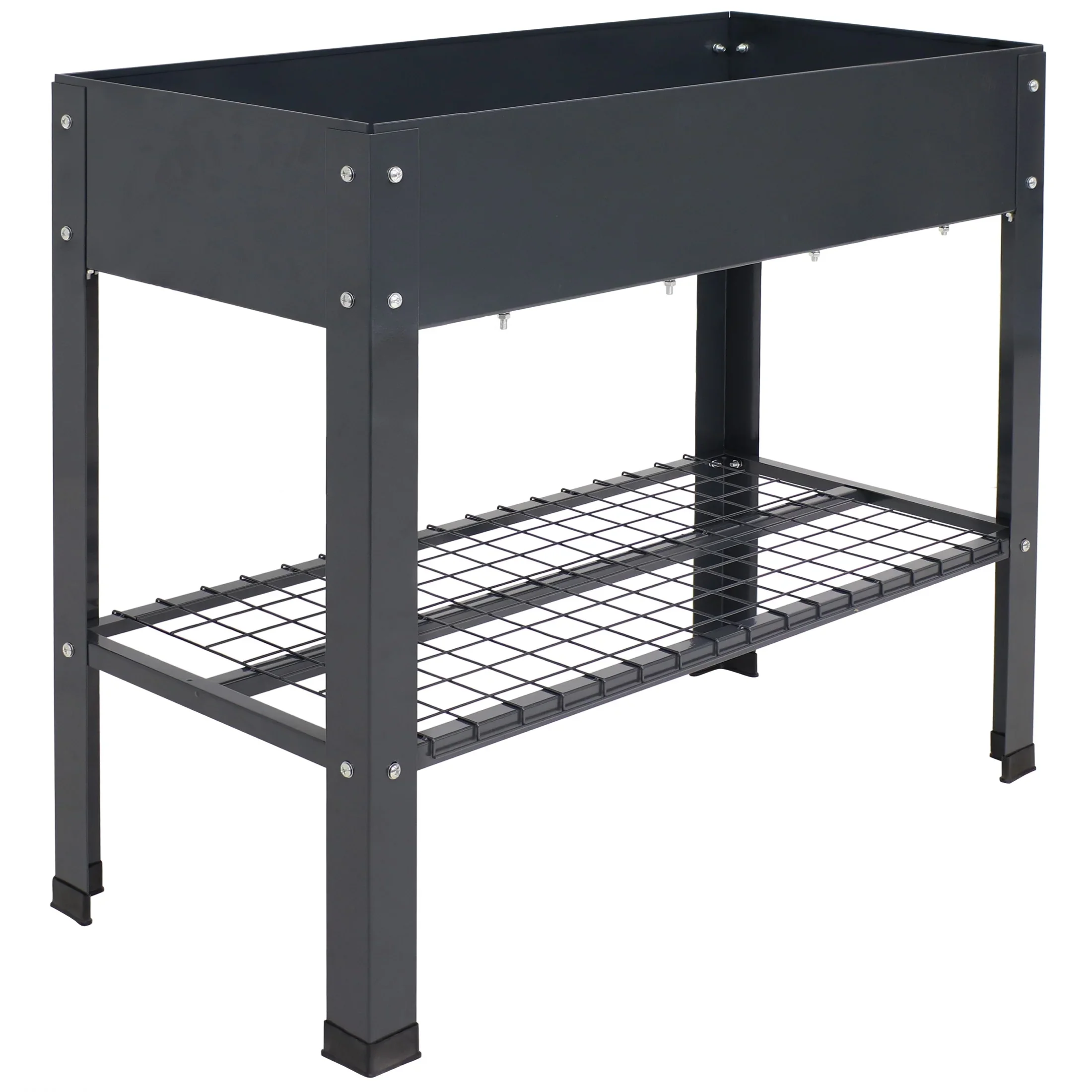 Sunnydaze 35.75 x 16 x 31.75 Black Galvanized Steel Raised Garden Bed, Set of 2
