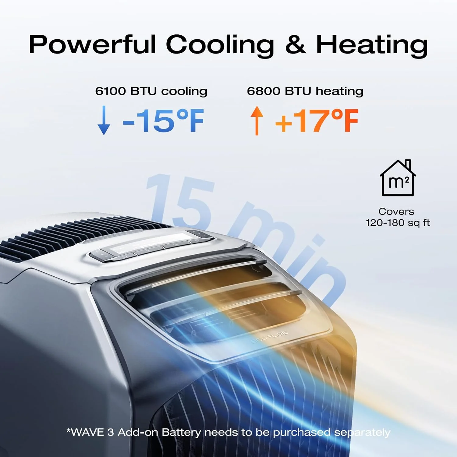 EF WAVE 3 Portable Air Conditioner, 1800W/6100 BTU Cooling and 2000W/6800 BTU Heating, 1000W Fast Charging in 75 mins, 8H Wireless Running, APP Control, for Camping, Vanlife, RVs(1) - Image 9
