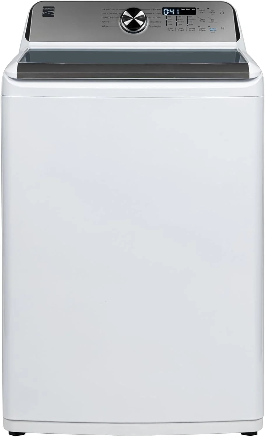 Laveuse à chargement par le haut de 4,5 pi³ avec turbine à triple action pour les saletés et les taches tenaces – Réduisez le temps de lavage grâce aux programmes Accela et Express Wash – DEL, blanche