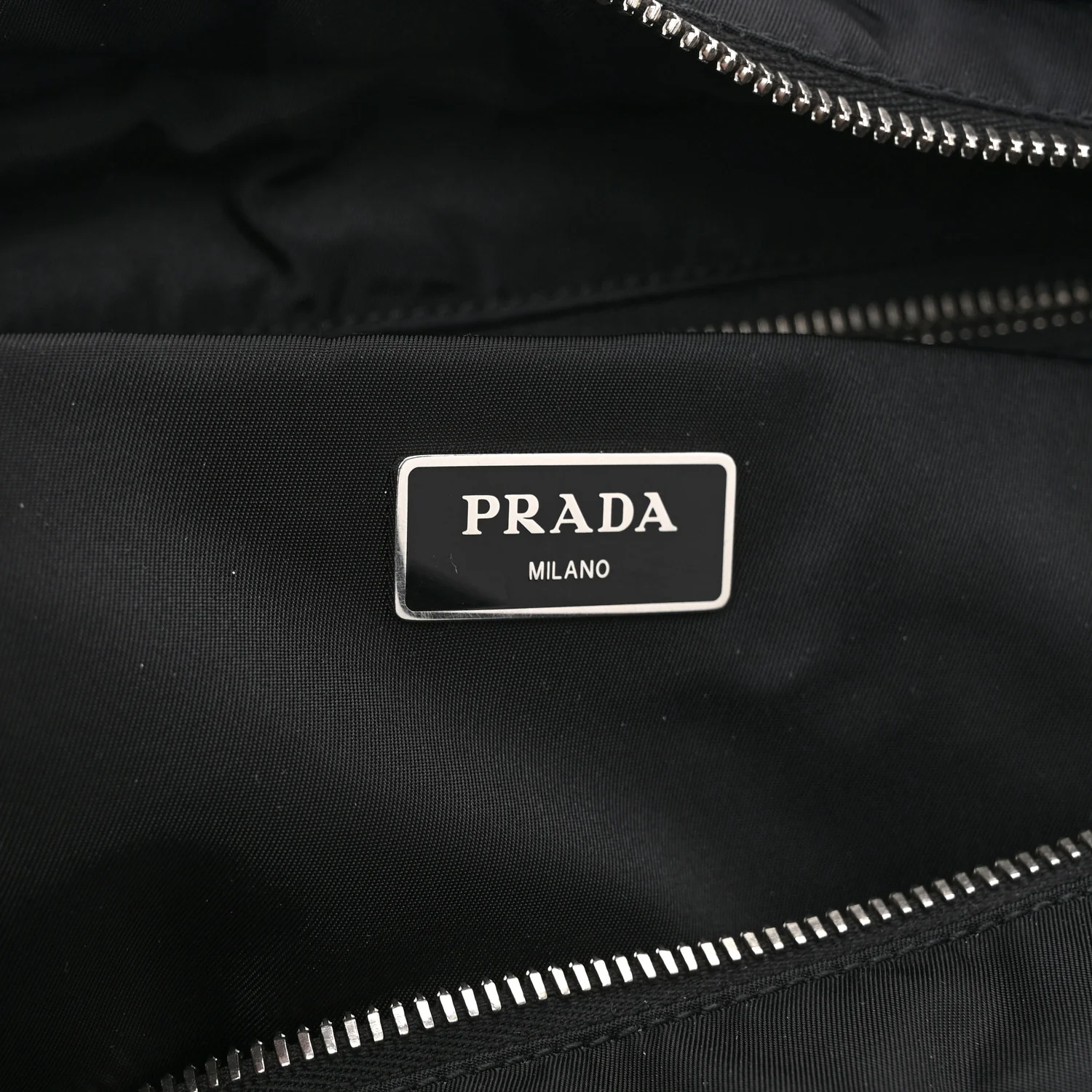 Re-Nylon Nappa Triangle Quilted Padded Medium Double Handled Zip Tote Black